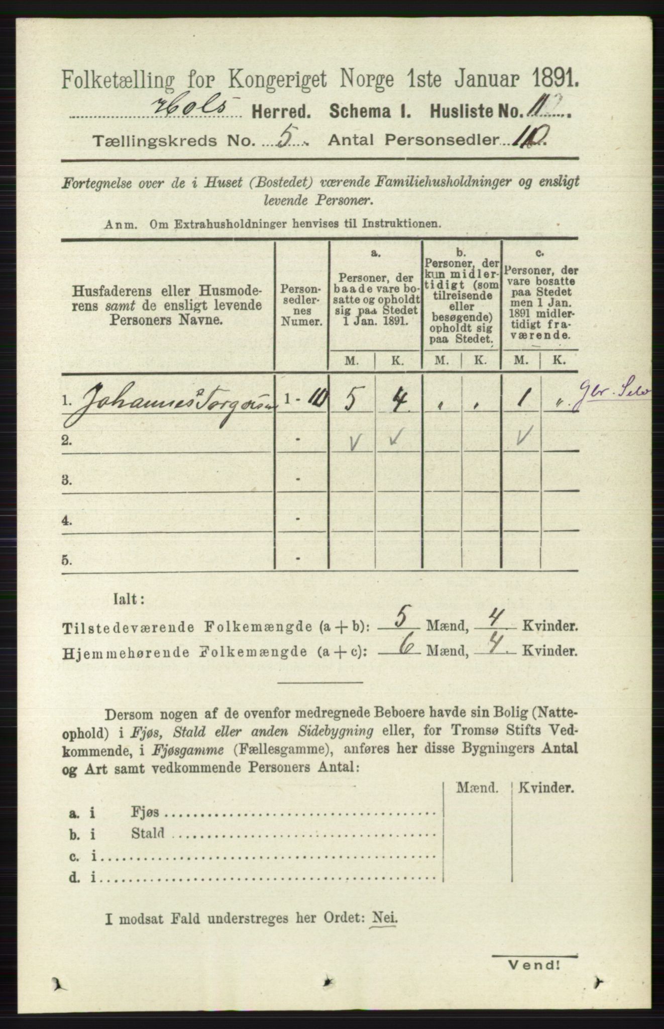 RA, Folketelling 1891 for 0620 Hol herred, 1891, s. 1428