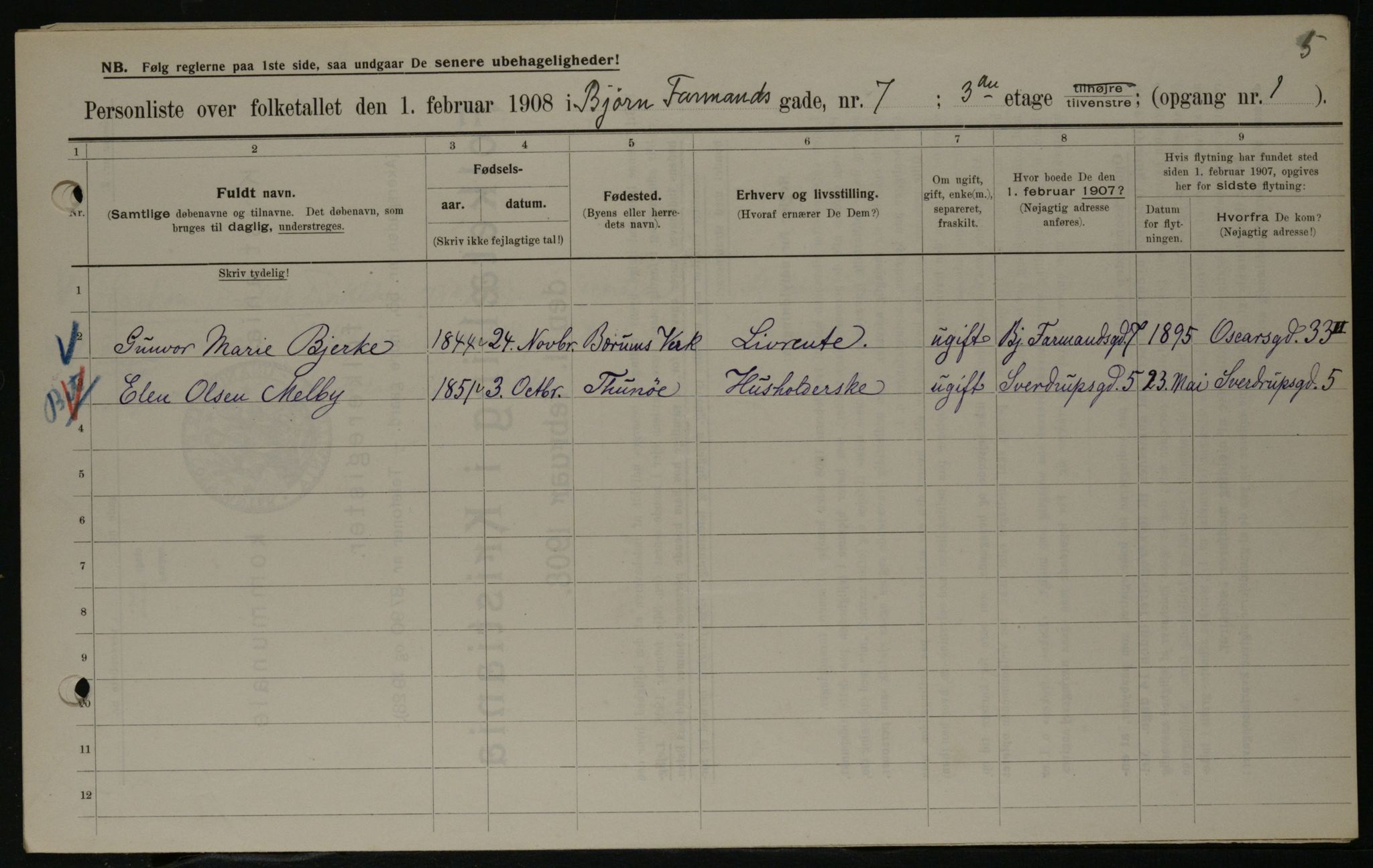 OBA, Kommunal folketelling 1.2.1908 for Kristiania kjøpstad, 1908, s. 6476