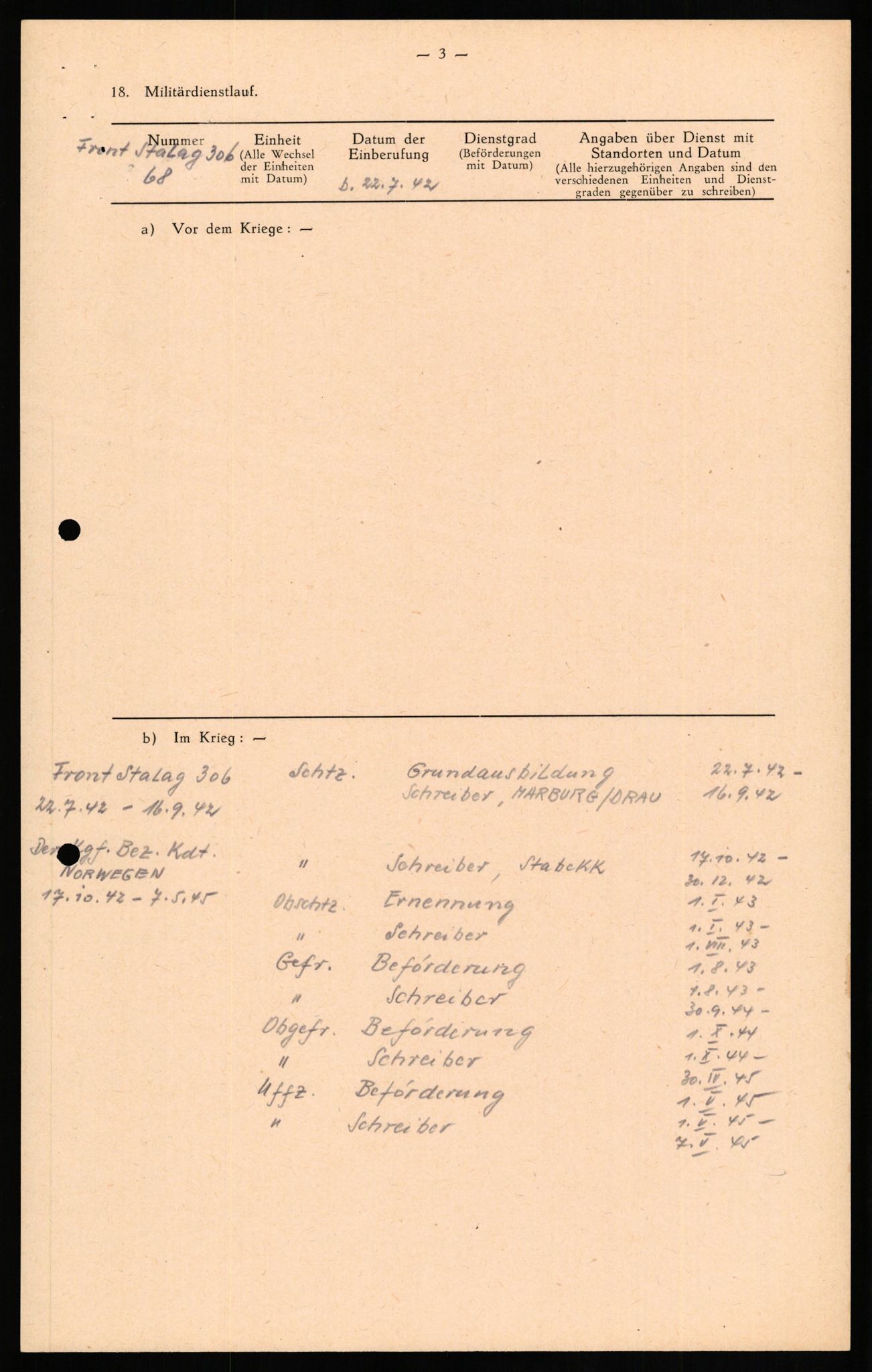 Forsvaret, Forsvarets overkommando II, AV/RA-RAFA-3915/D/Db/L0019: CI Questionaires. Tyske okkupasjonsstyrker i Norge. Tyskere., 1945-1946, s. 425