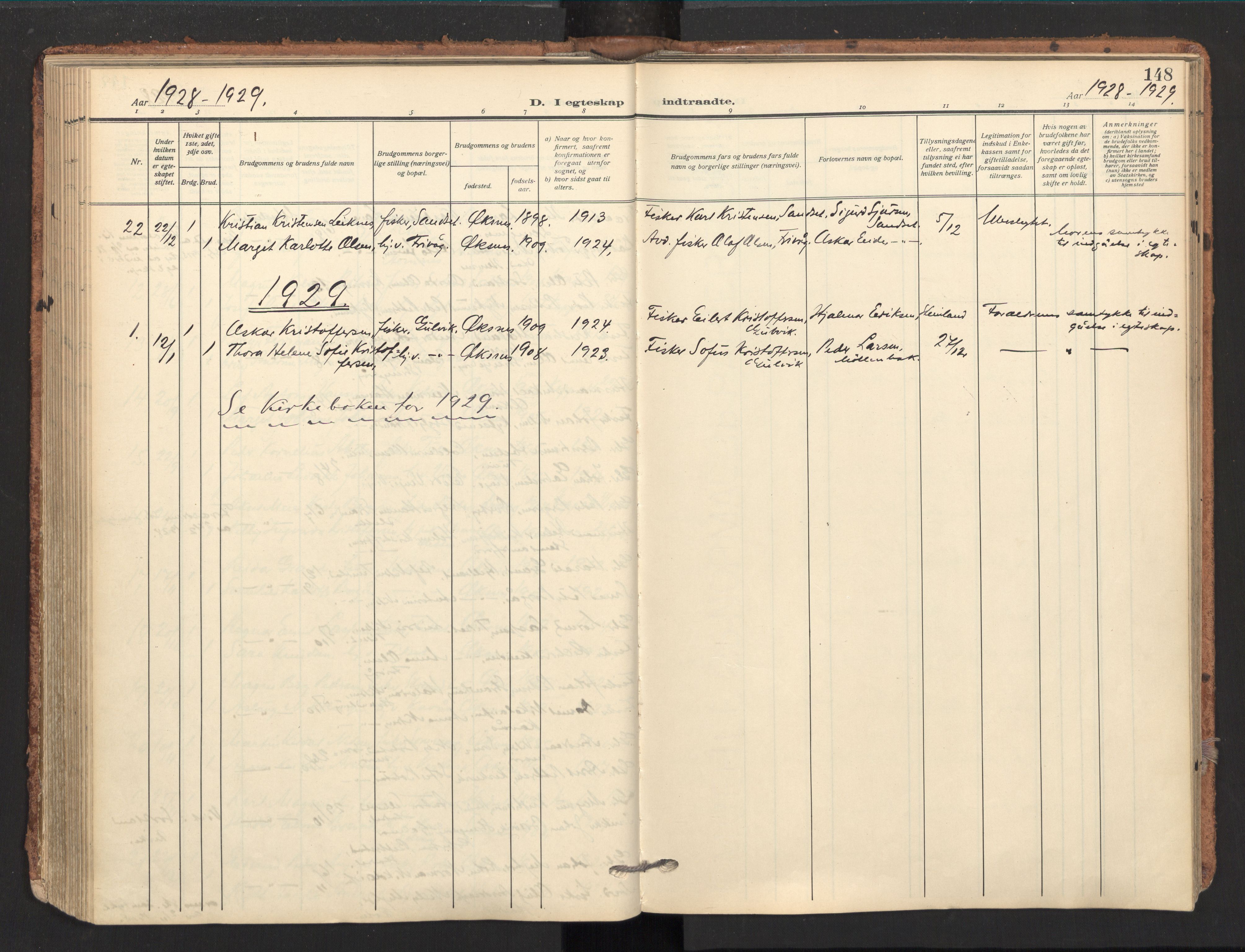 Ministerialprotokoller, klokkerbøker og fødselsregistre - Nordland, AV/SAT-A-1459/893/L1343: Ministerialbok nr. 893A15, 1914-1928, s. 148