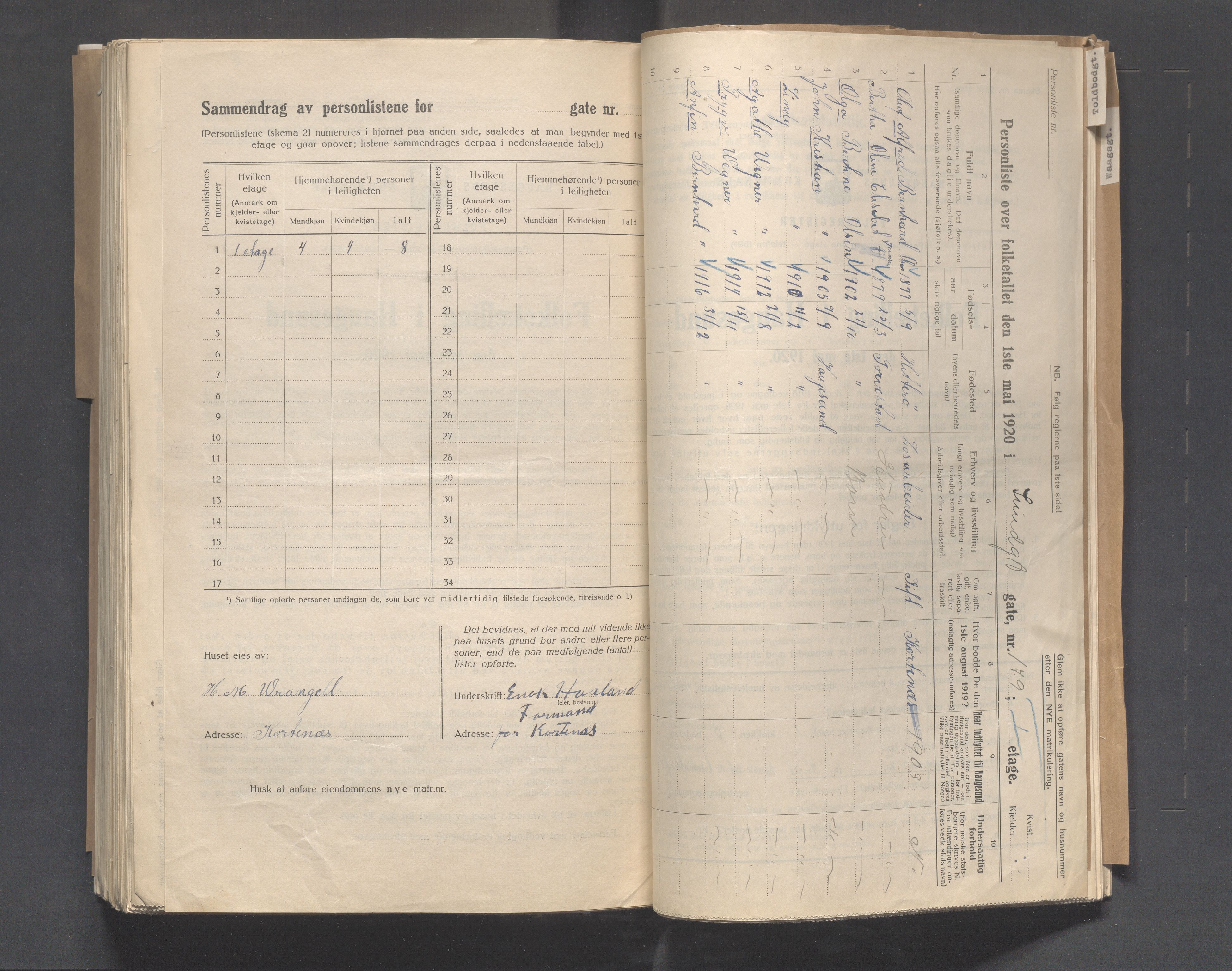 IKAR, Kommunal folketelling 1.5.1920 for Haugesund, 1920, s. 7108