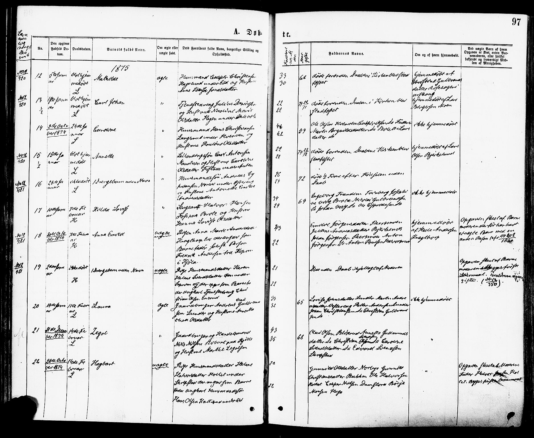 Høland prestekontor Kirkebøker, AV/SAO-A-10346a/F/Fa/L0012.a: Ministerialbok nr. I 12A, 1869-1879, s. 97