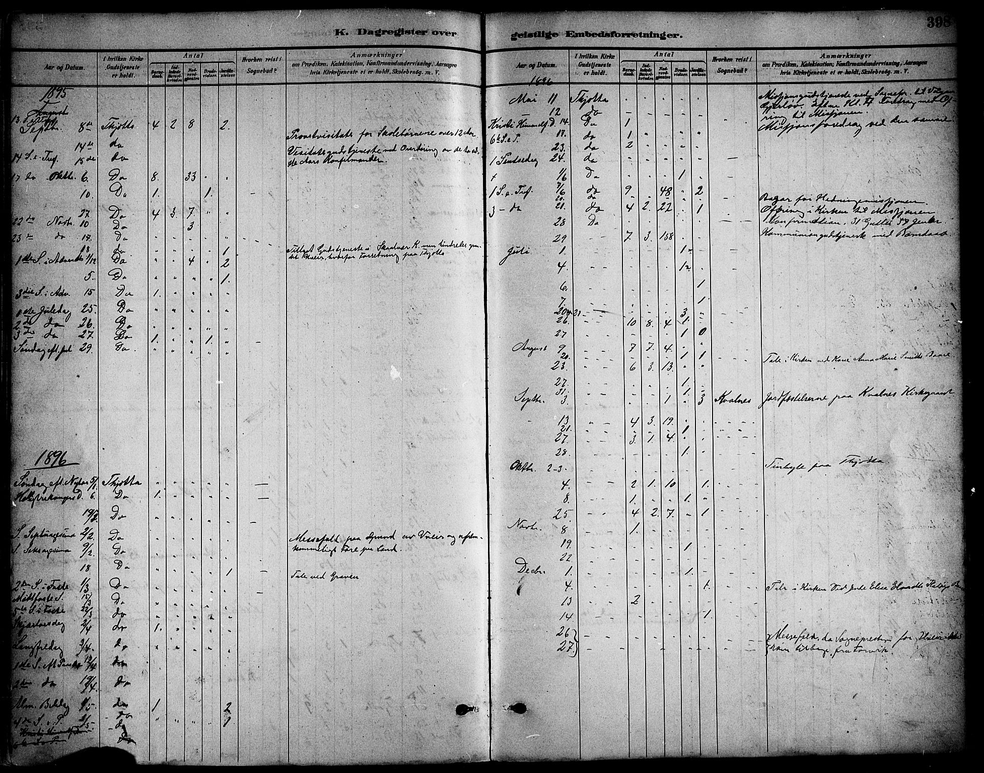 Ministerialprotokoller, klokkerbøker og fødselsregistre - Nordland, SAT/A-1459/817/L0268: Klokkerbok nr. 817C03, 1884-1920, s. 398