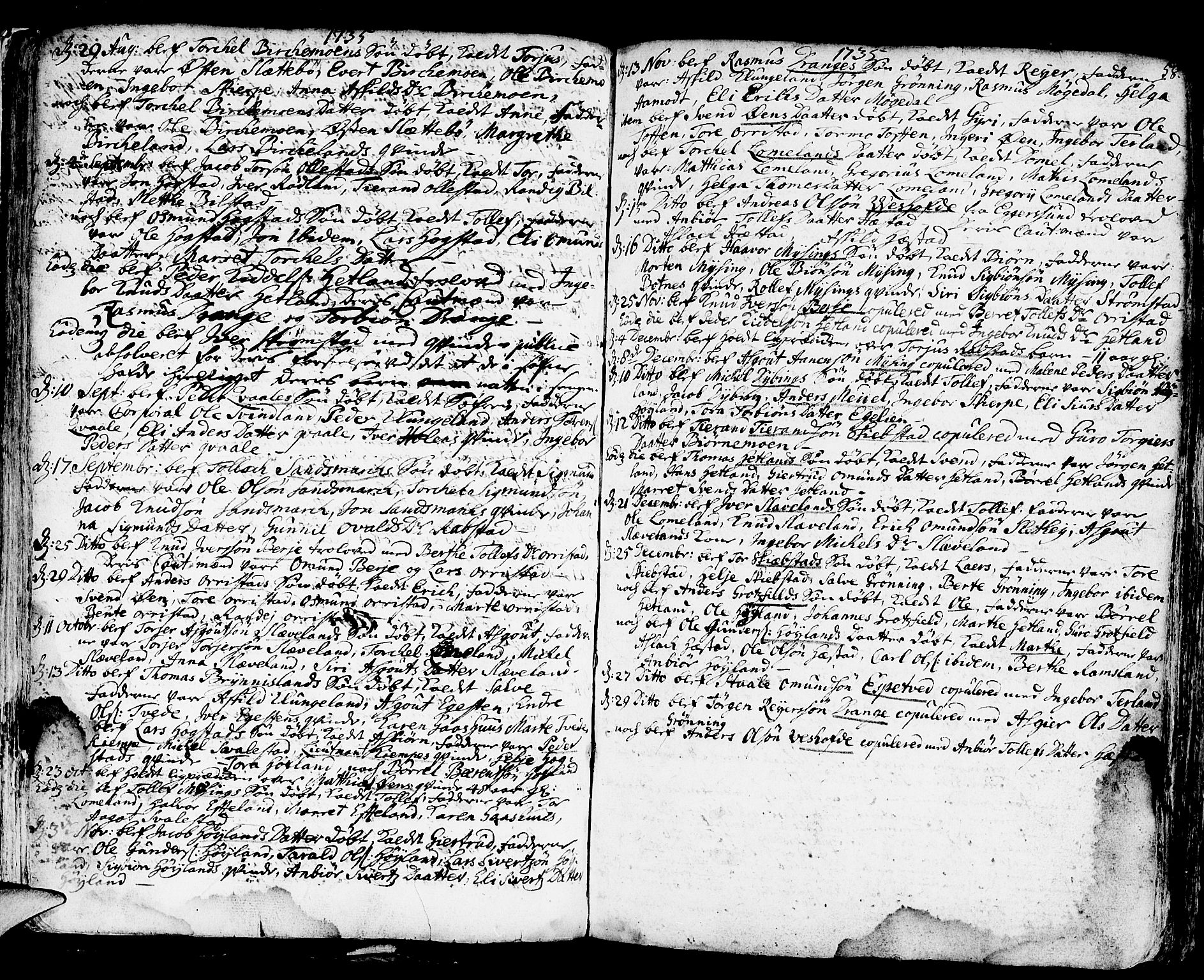 Helleland sokneprestkontor, SAST/A-101810: Ministerialbok nr. A 1 /1, 1713-1761, s. 58