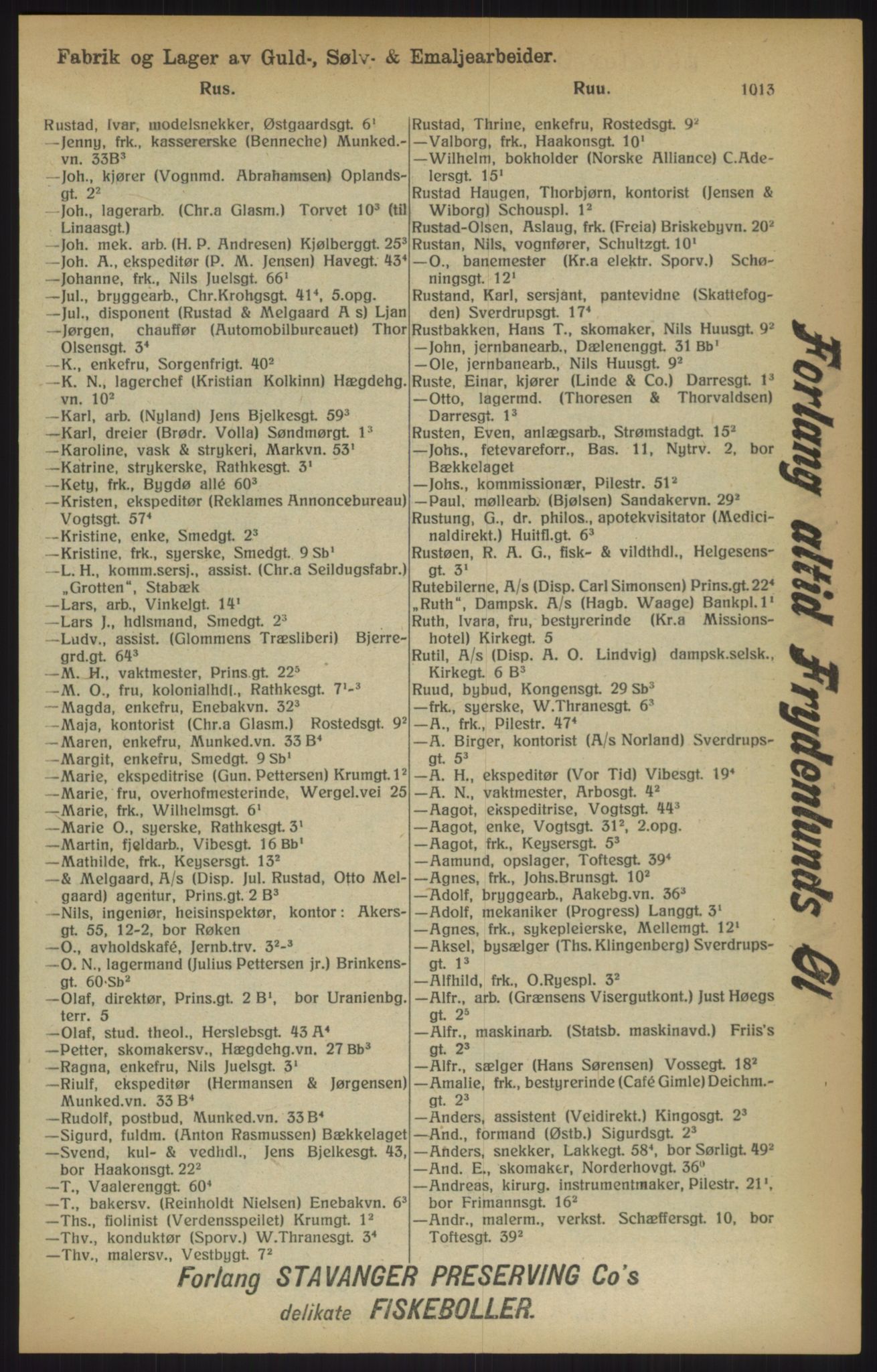 Kristiania/Oslo adressebok, PUBL/-, 1915, s. 1013