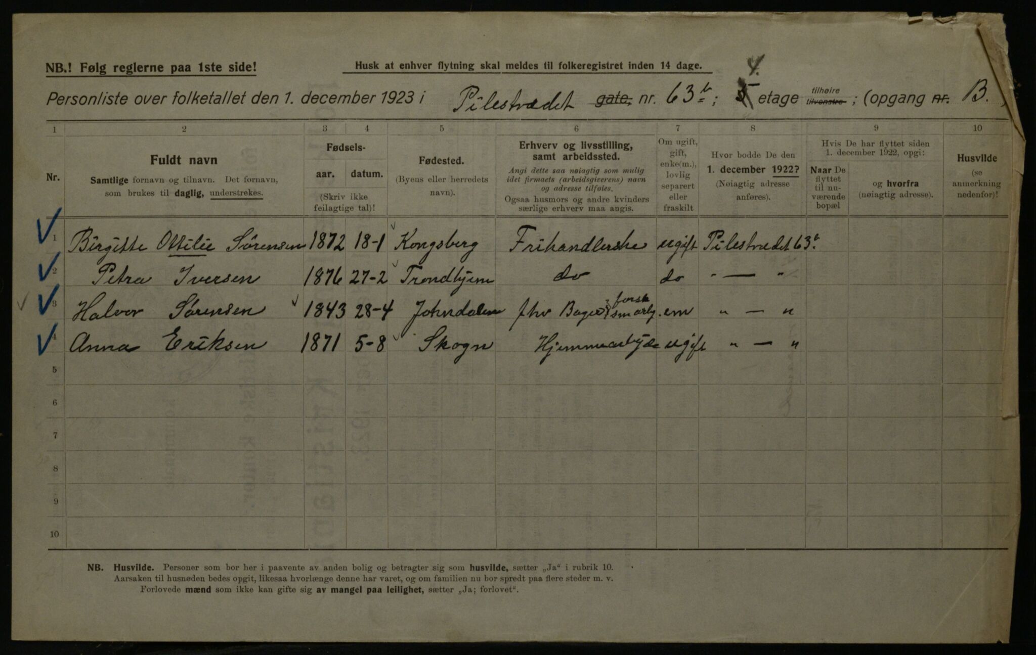 OBA, Kommunal folketelling 1.12.1923 for Kristiania, 1923, s. 87896