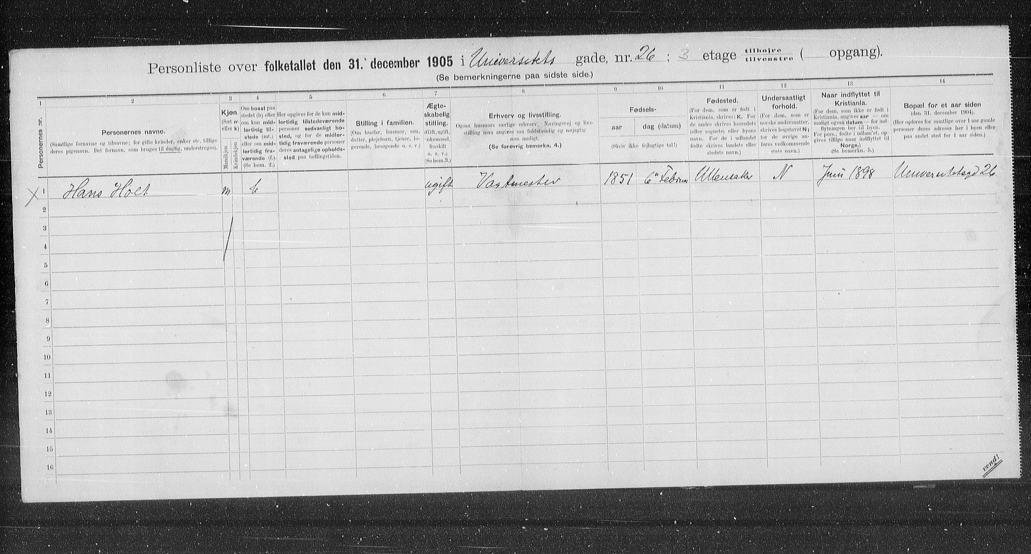 OBA, Kommunal folketelling 31.12.1905 for Kristiania kjøpstad, 1905, s. 63115