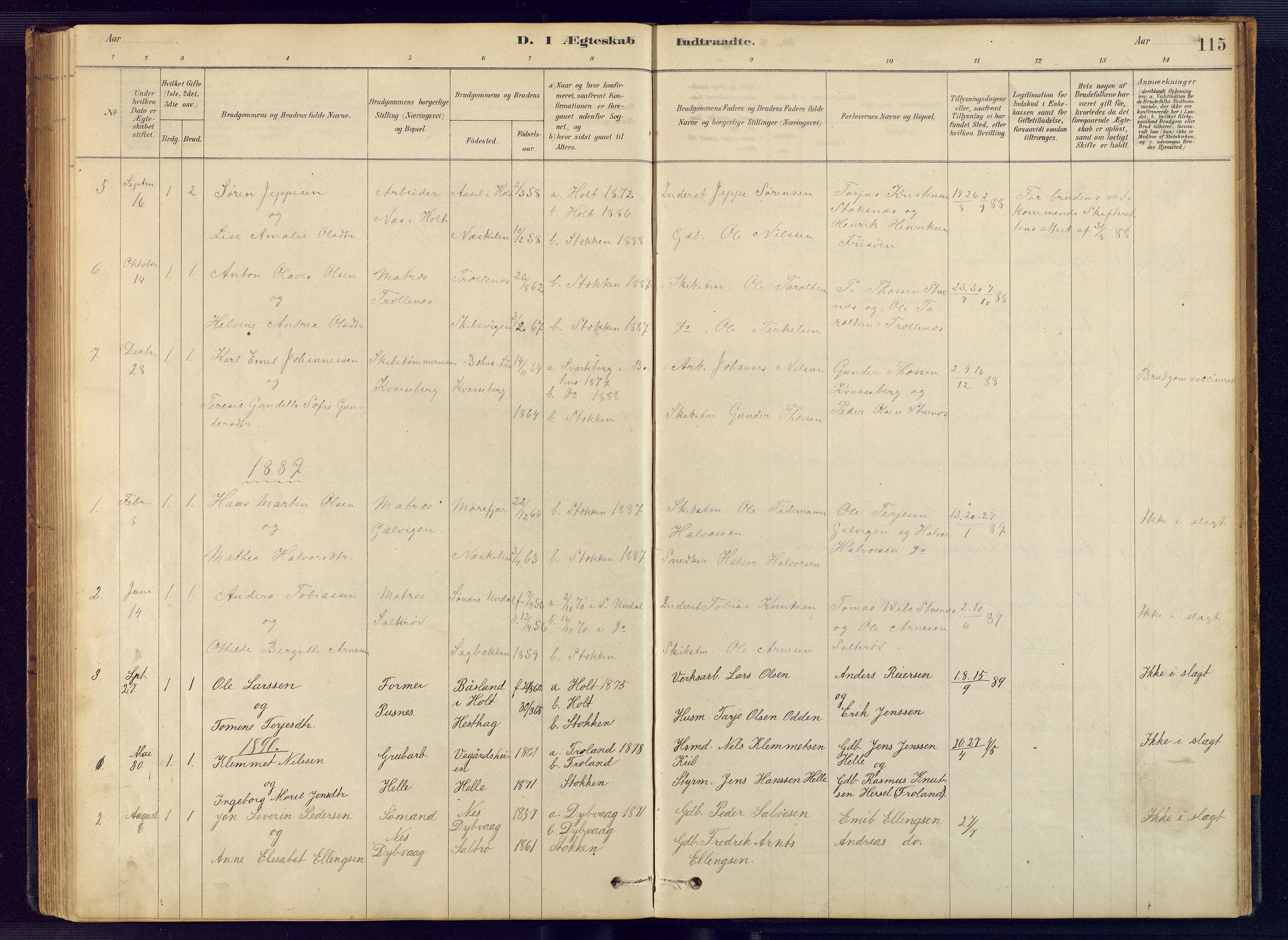 Austre Moland sokneprestkontor, SAK/1111-0001/F/Fb/Fbb/L0001: Klokkerbok nr. B 1, 1878-1904, s. 115
