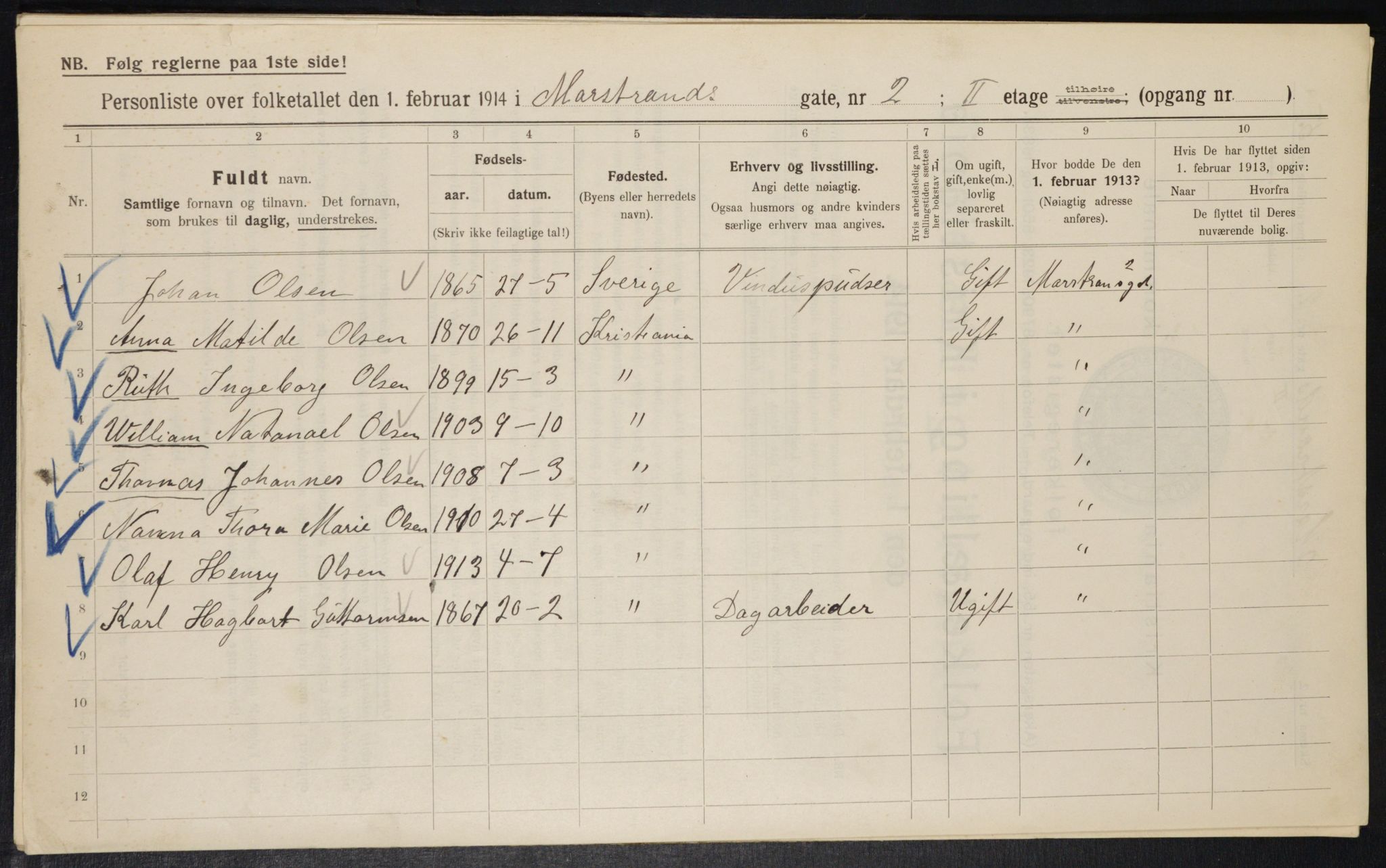 OBA, Kommunal folketelling 1.2.1914 for Kristiania, 1914, s. 64640