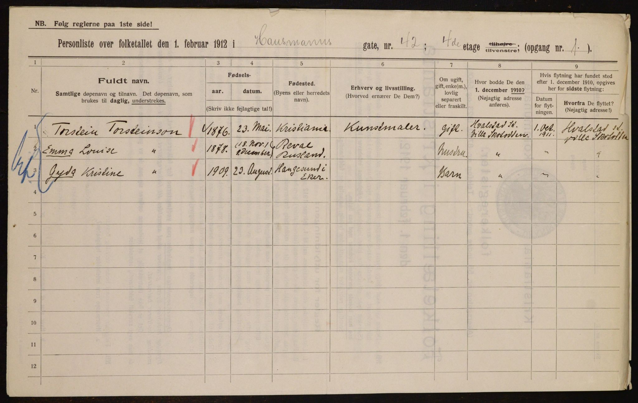 OBA, Kommunal folketelling 1.2.1912 for Kristiania, 1912, s. 35845