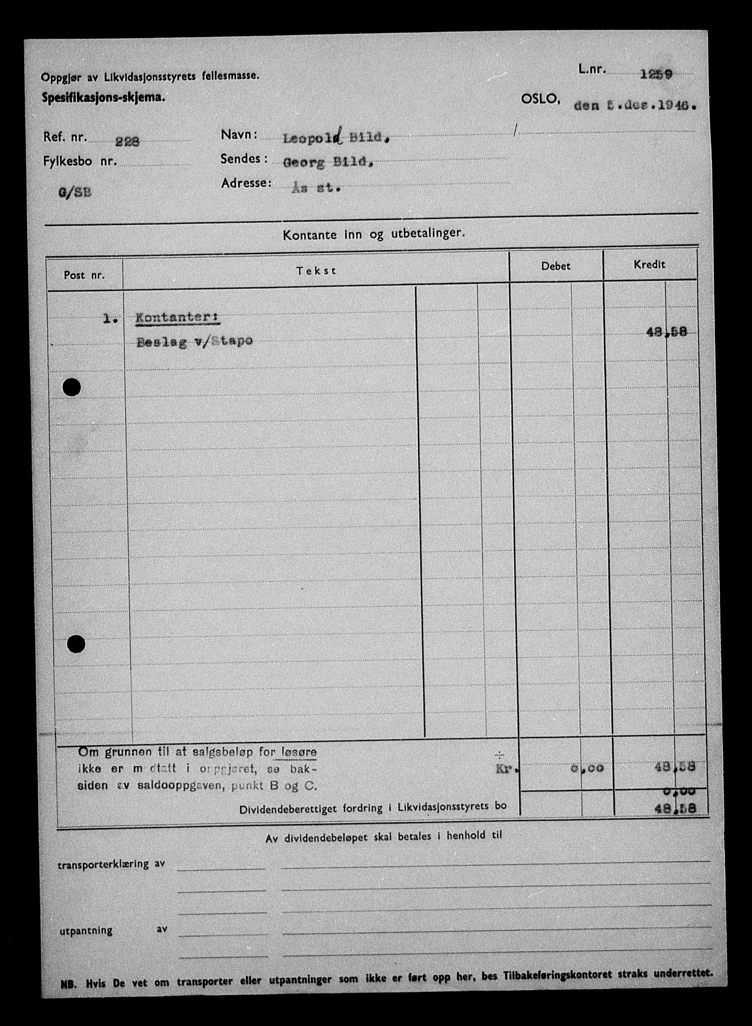 Justisdepartementet, Tilbakeføringskontoret for inndratte formuer, AV/RA-S-1564/H/Hc/Hcc/L0924: --, 1945-1947, s. 379