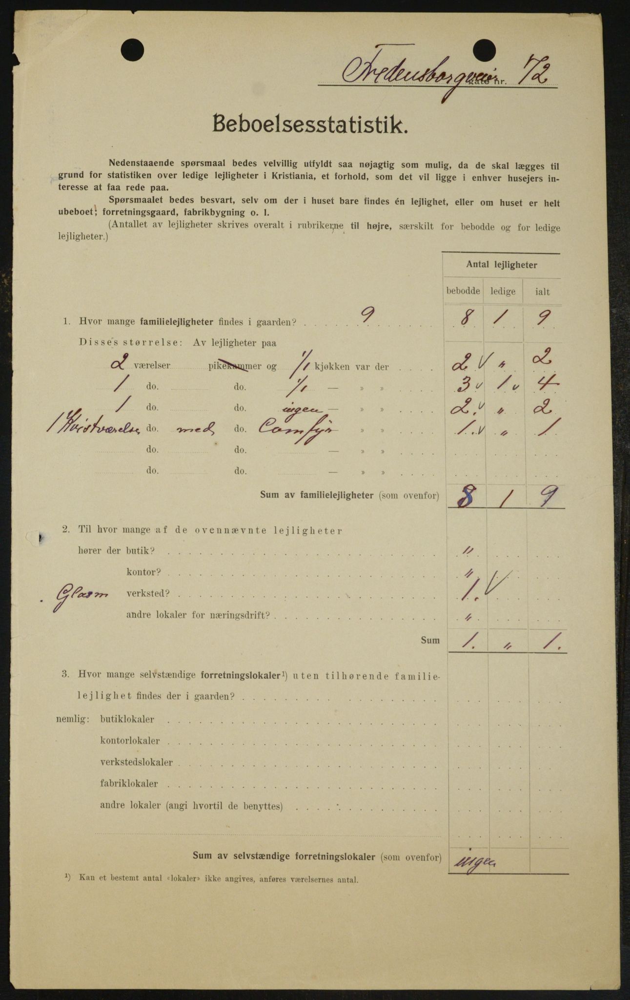 OBA, Kommunal folketelling 1.2.1909 for Kristiania kjøpstad, 1909, s. 24031