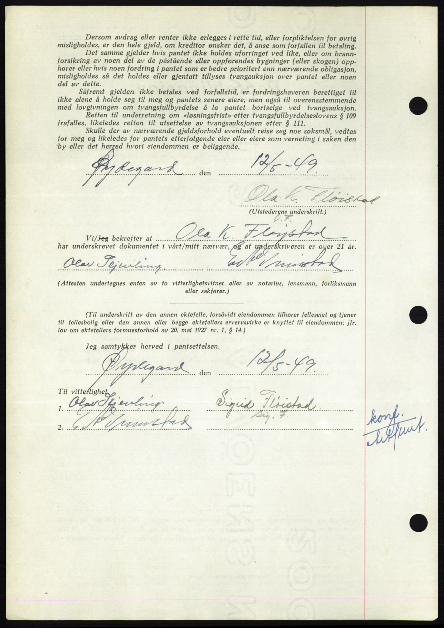 Nordmøre sorenskriveri, AV/SAT-A-4132/1/2/2Ca: Pantebok nr. B101, 1949-1949, Dagboknr: 1365/1949