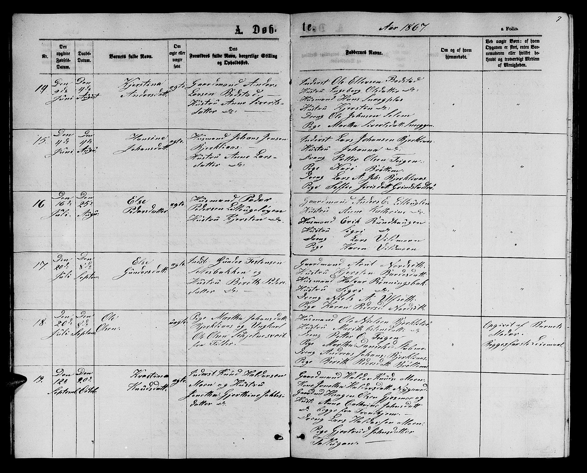 Ministerialprotokoller, klokkerbøker og fødselsregistre - Sør-Trøndelag, SAT/A-1456/618/L0451: Klokkerbok nr. 618C02, 1865-1883, s. 7