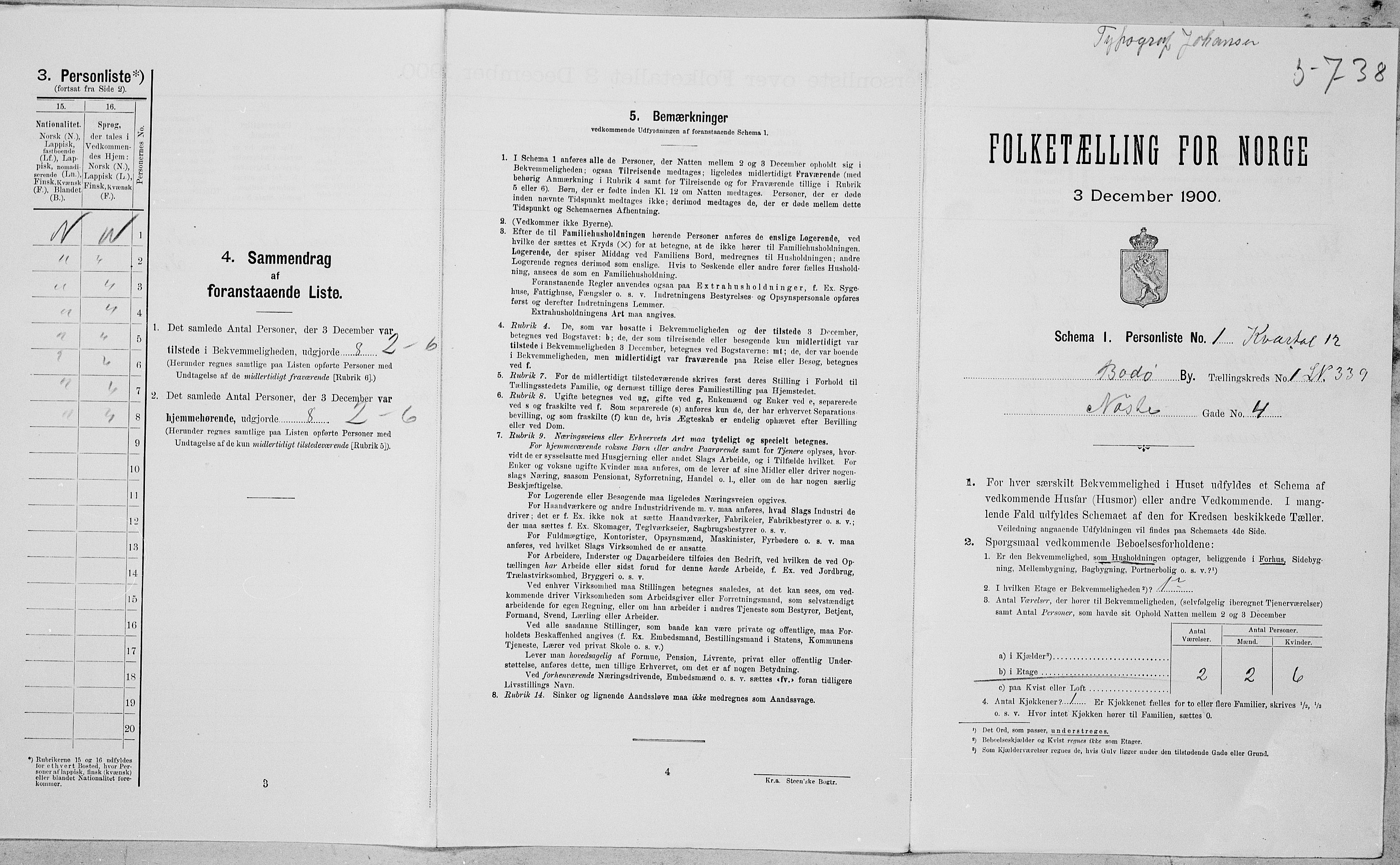 SAT, Folketelling 1900 for 1804 Bodø kjøpstad, 1900, s. 168