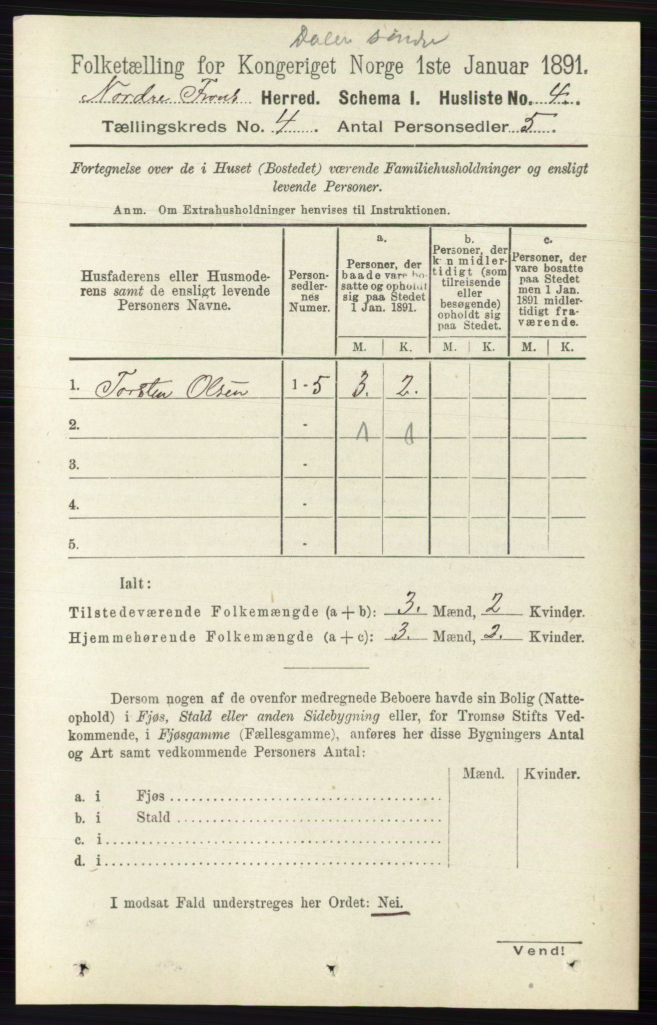 RA, Folketelling 1891 for 0518 Nord-Fron herred, 1891, s. 1387