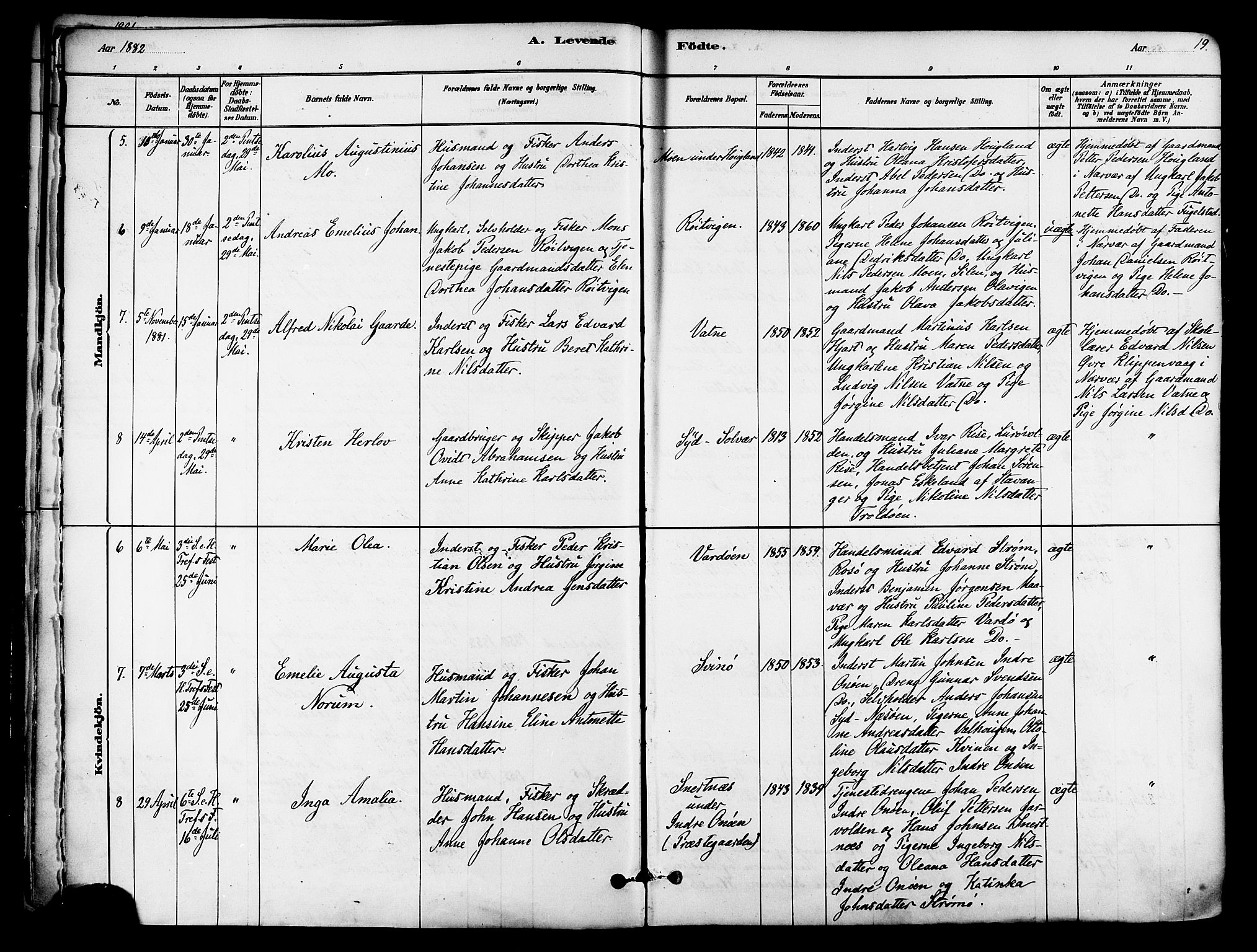 Ministerialprotokoller, klokkerbøker og fødselsregistre - Nordland, AV/SAT-A-1459/839/L0568: Ministerialbok nr. 839A05, 1880-1902, s. 19