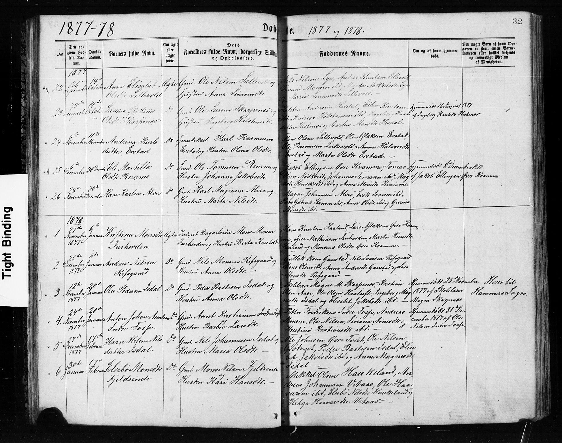 Alversund Sokneprestembete, AV/SAB-A-73901/H/Ha/Hab: Klokkerbok nr. A 2, 1864-1905, s. 32