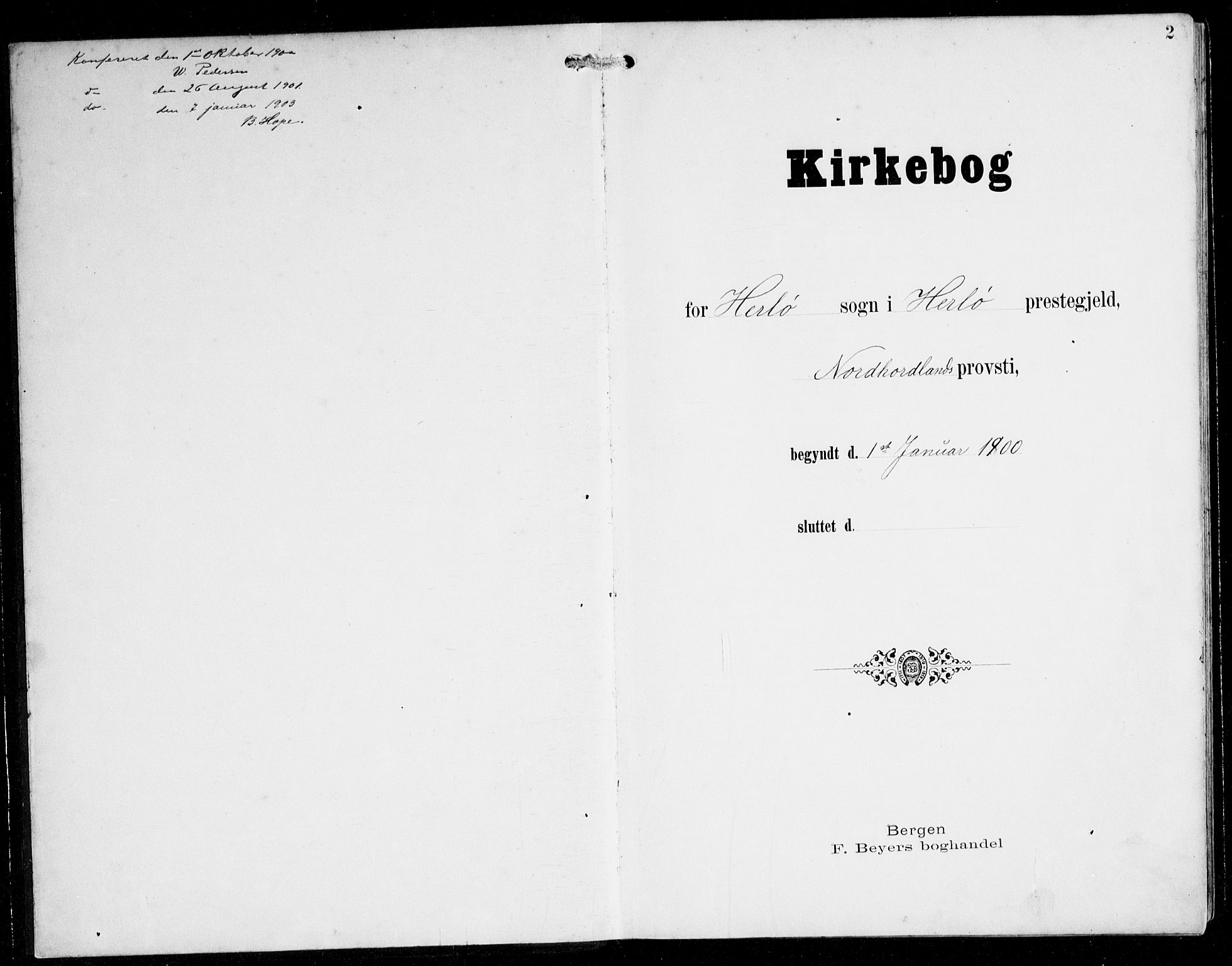 Herdla Sokneprestembete, AV/SAB-A-75701/H/Hab: Klokkerbok nr. C 1, 1900-1913, s. 2