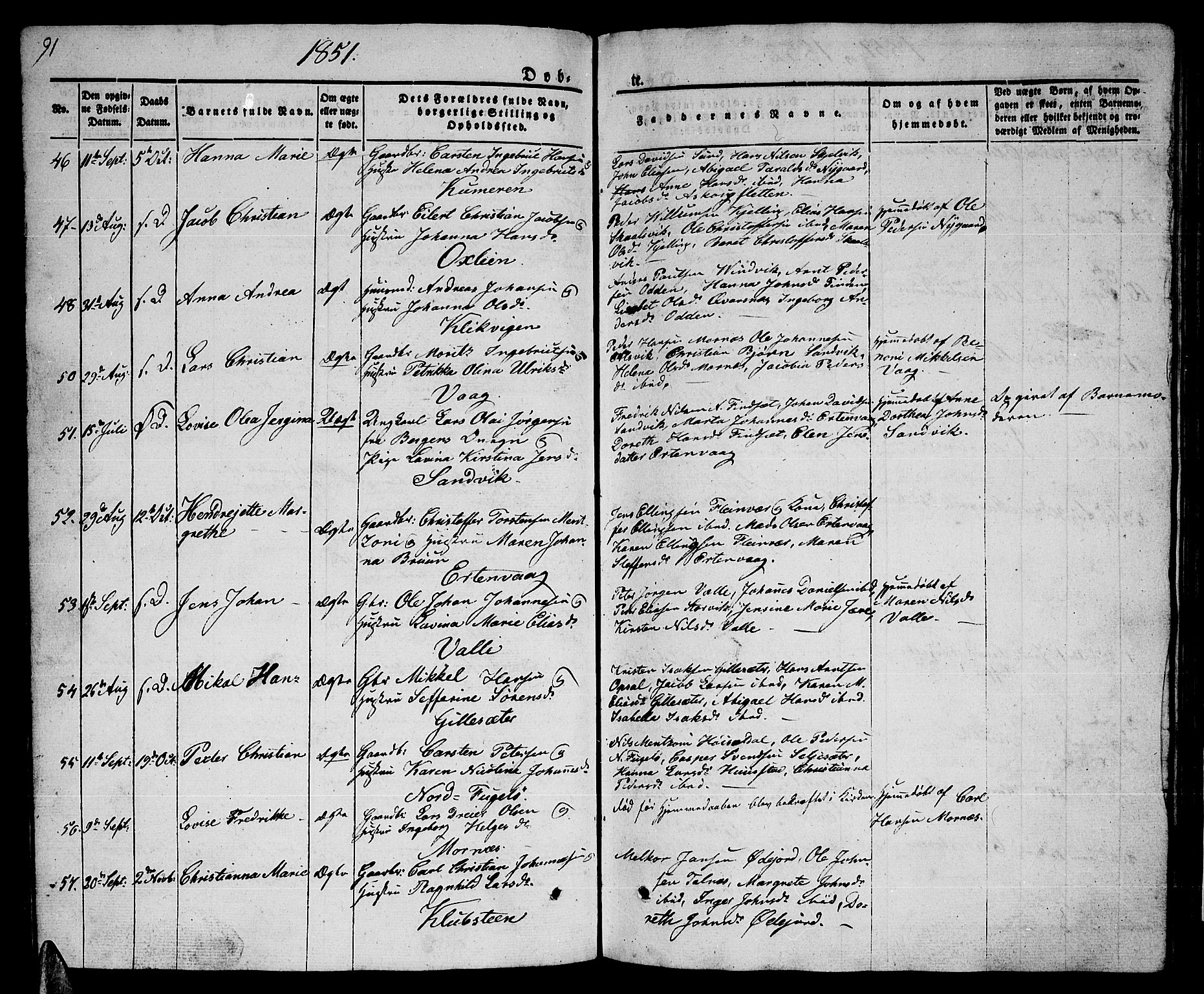 Ministerialprotokoller, klokkerbøker og fødselsregistre - Nordland, AV/SAT-A-1459/805/L0106: Klokkerbok nr. 805C02, 1841-1861, s. 91