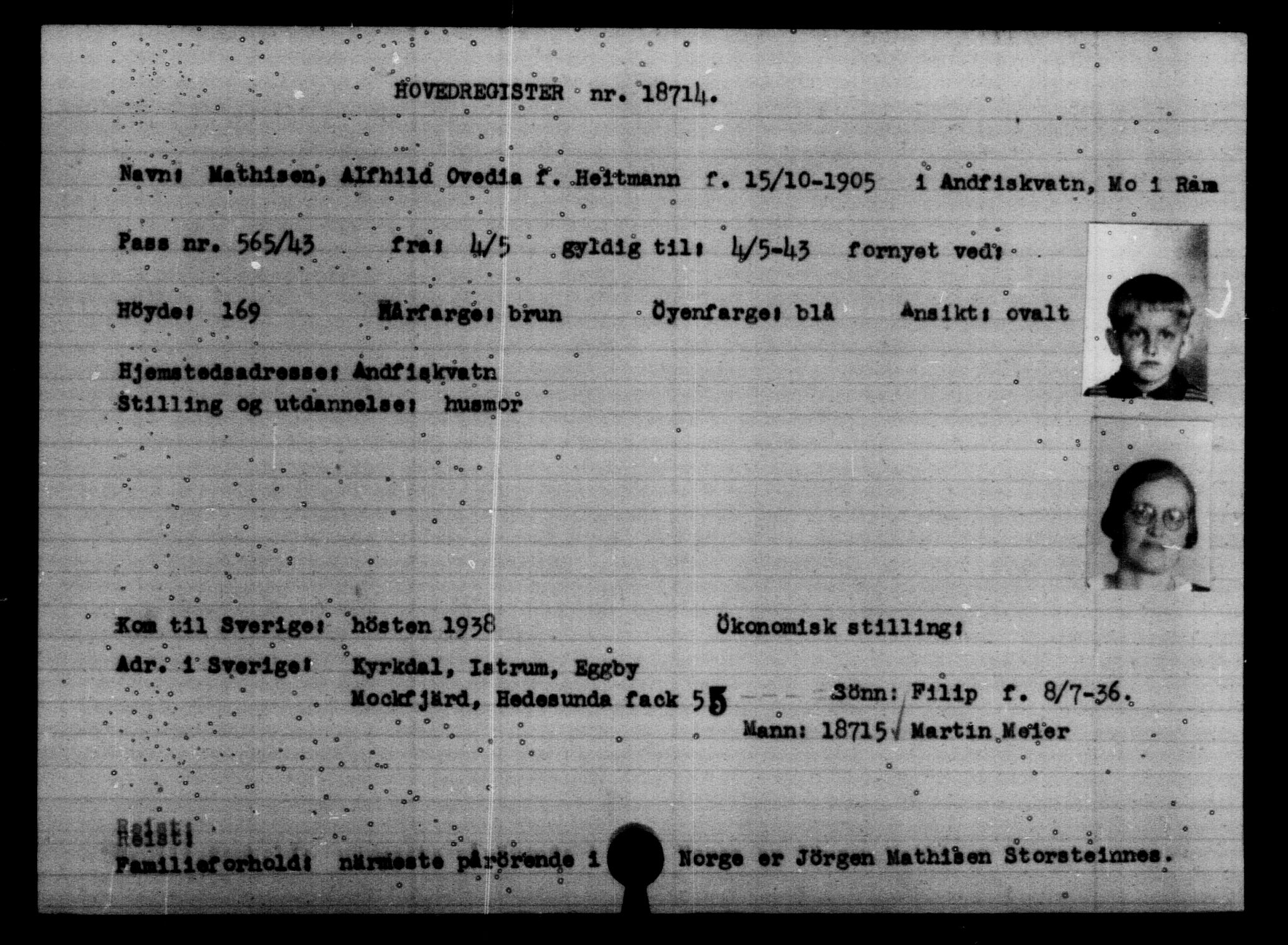 Den Kgl. Norske Legasjons Flyktningskontor, AV/RA-S-6753/V/Va/L0009: Kjesäterkartoteket.  Flyktningenr. 18502-22048, 1940-1945, s. 253