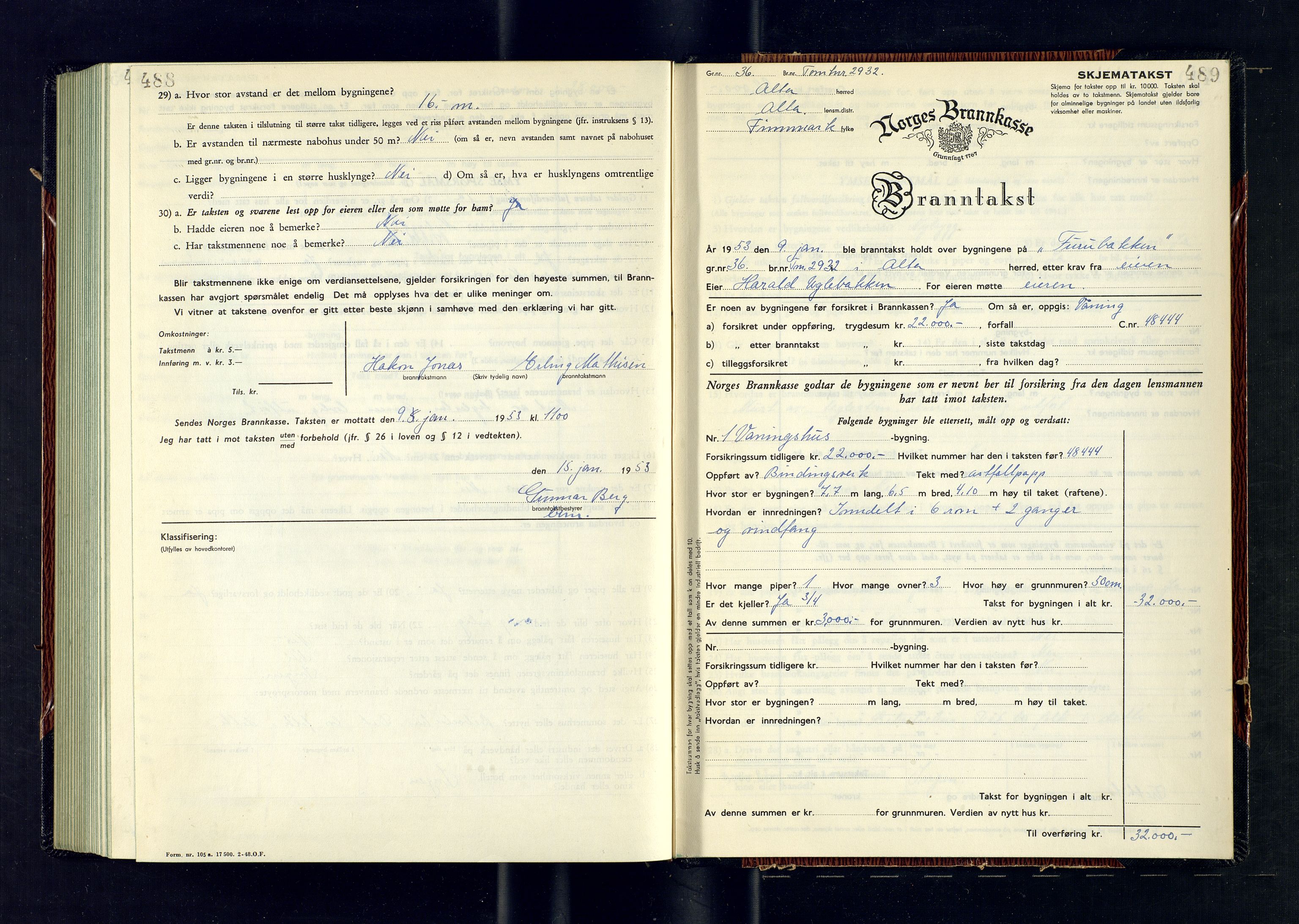 Alta lensmannskontor, AV/SATØ-S-1165/O/Ob/L0184: Branntakstprotokoll, 1950-1953, s. 488-489