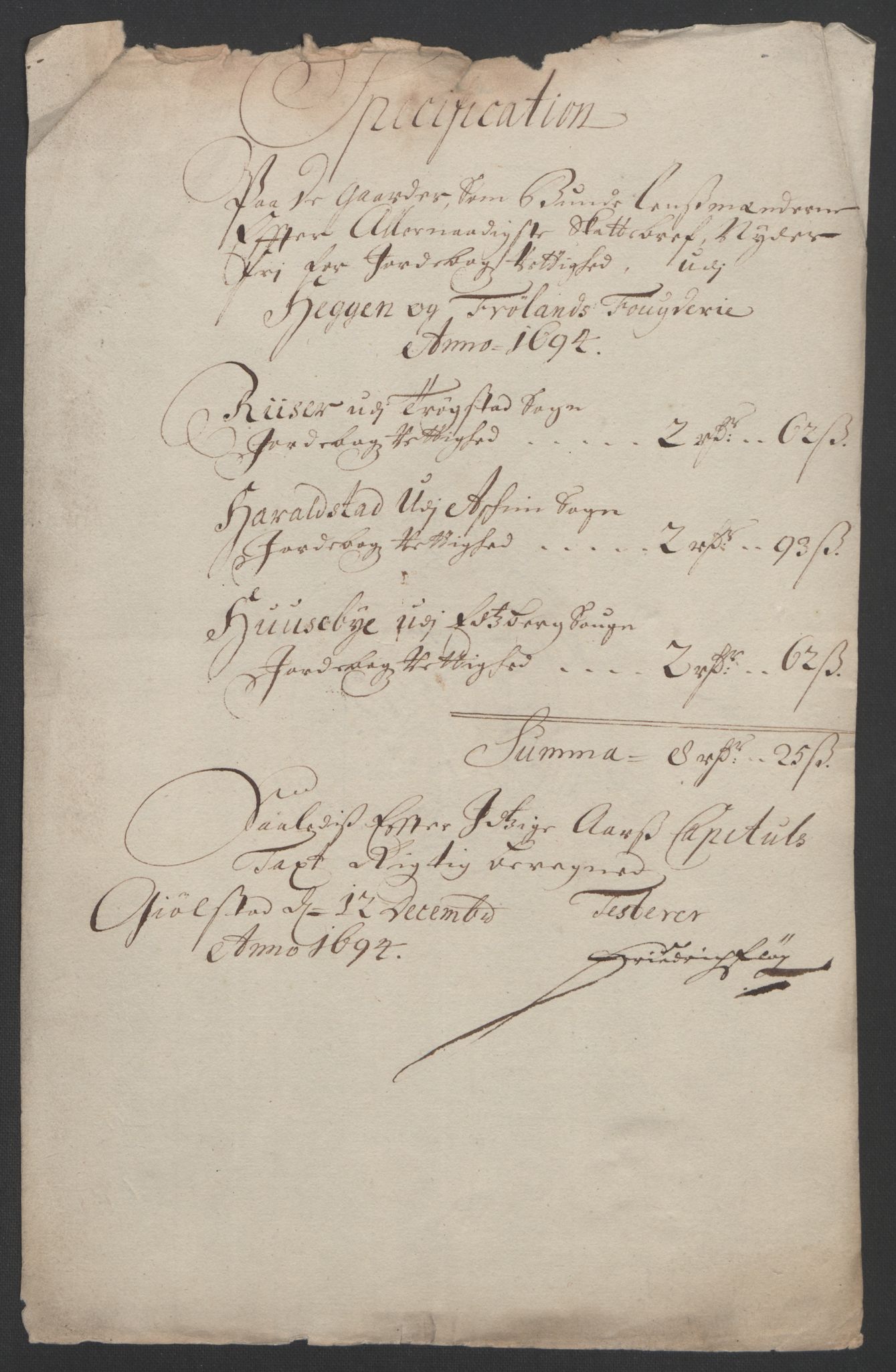 Rentekammeret inntil 1814, Reviderte regnskaper, Fogderegnskap, AV/RA-EA-4092/R07/L0284: Fogderegnskap Rakkestad, Heggen og Frøland, 1694, s. 313