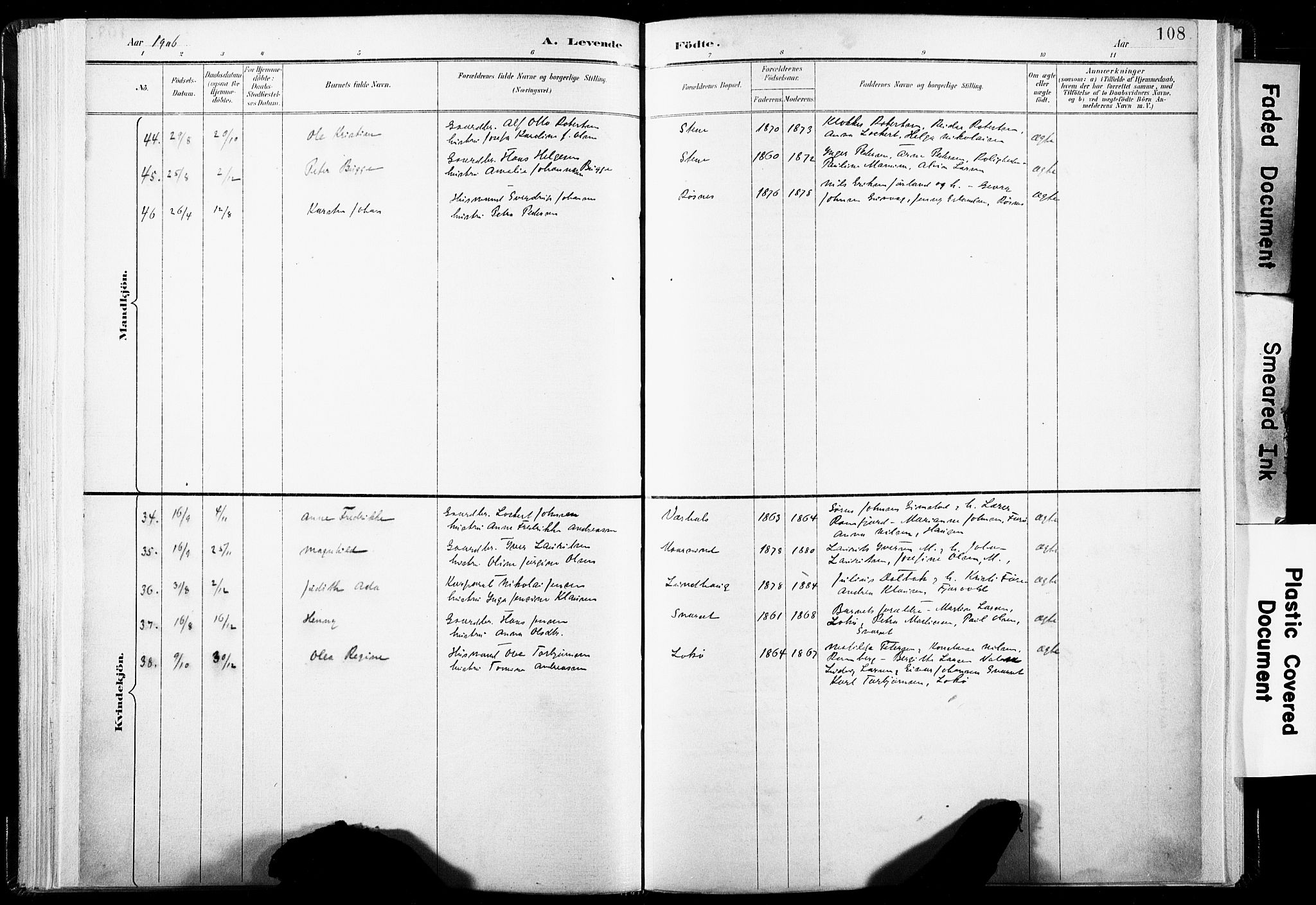 Ministerialprotokoller, klokkerbøker og fødselsregistre - Nordland, SAT/A-1459/891/L1304: Ministerialbok nr. 891A09, 1895-1921, s. 108