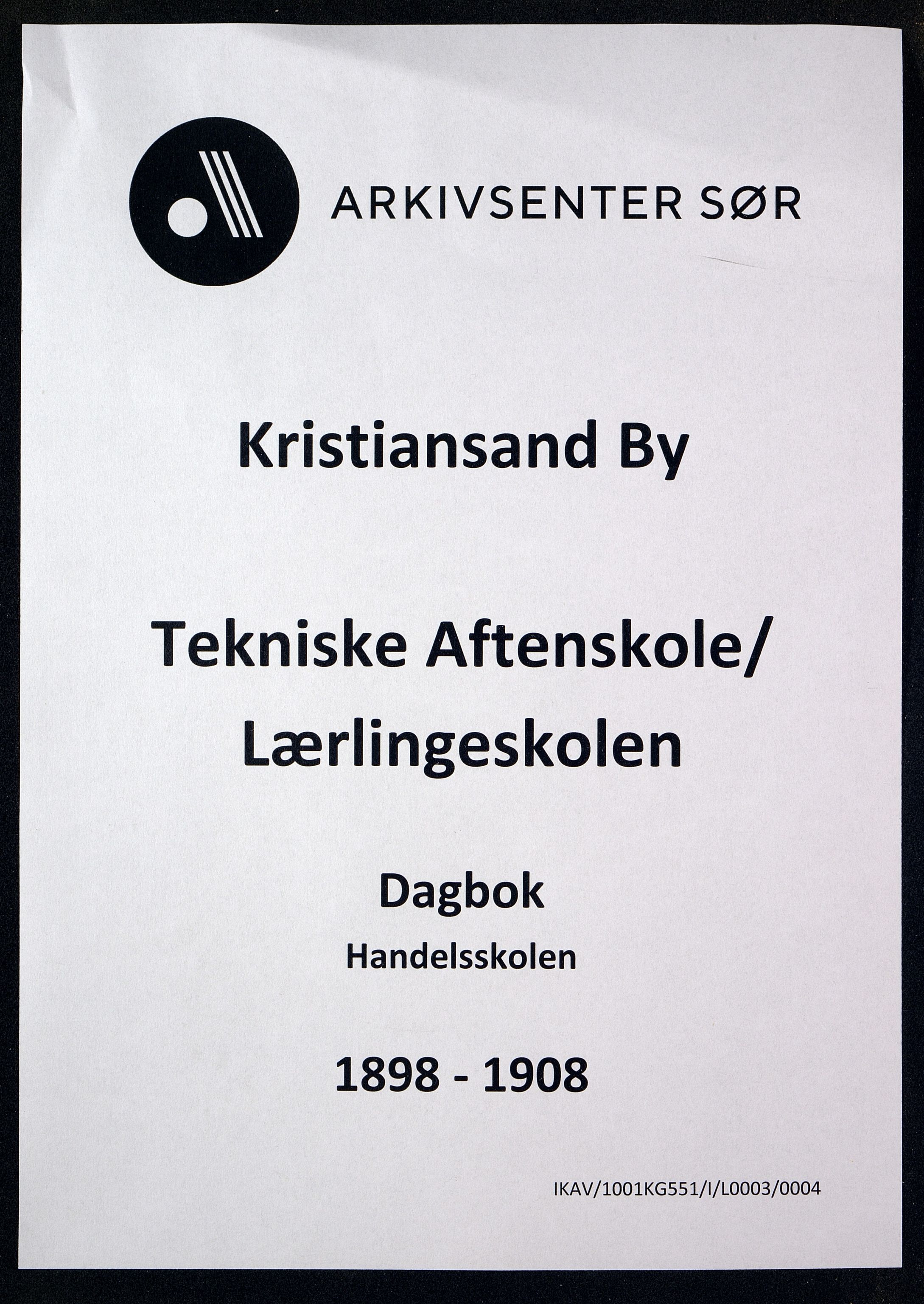 Kristiansand By - Kristiansand Tekniske Aftenskole/Lærlingeskolen, ARKSOR/1001KG551/I/L0003/0004: Dagbøker / Dagbok, handelsskolen, 1898-1908