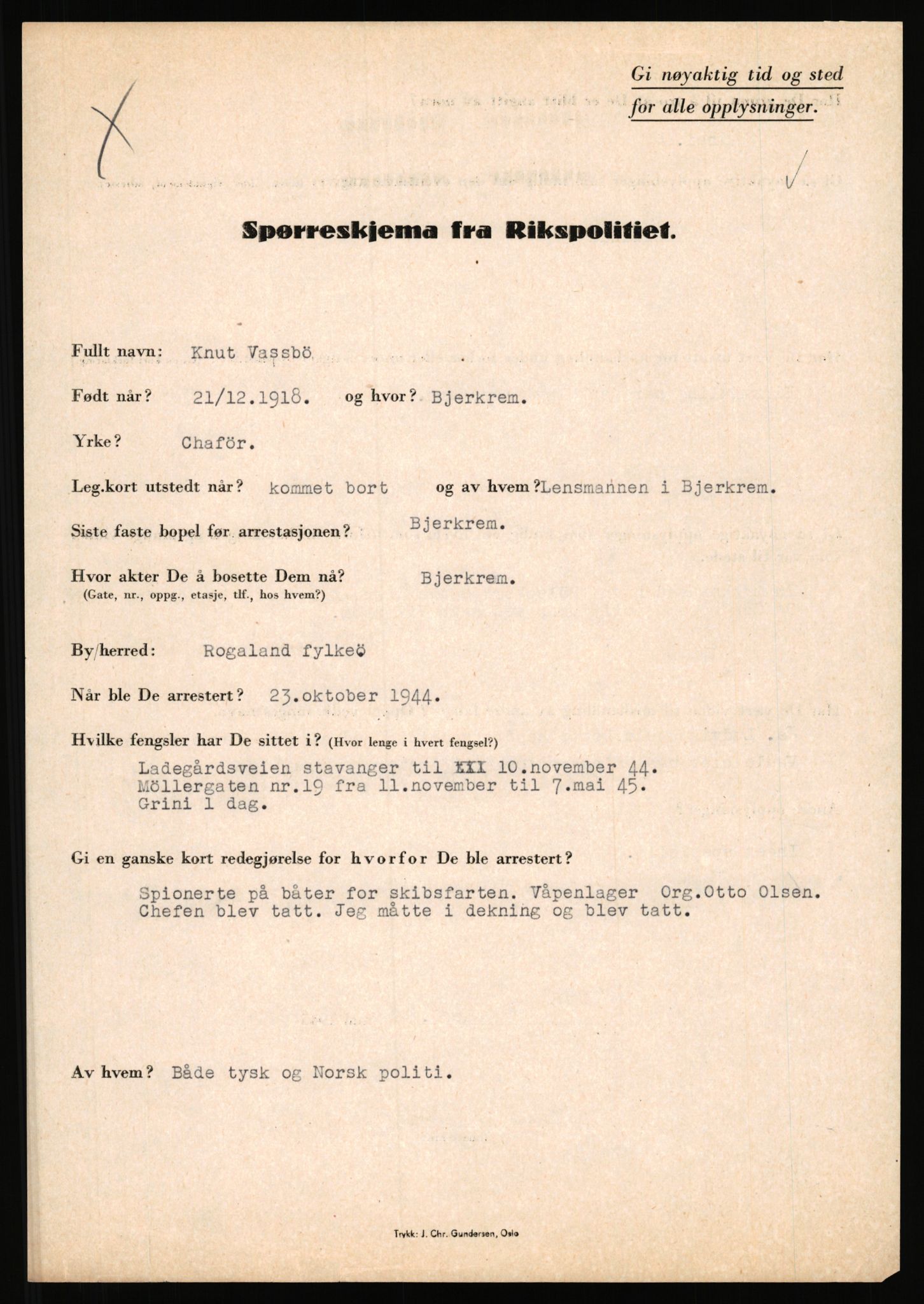 Rikspolitisjefen, AV/RA-S-1560/L/L0017: Tidemann, Hermann G. - Veum, Tjostolv, 1940-1945, s. 948