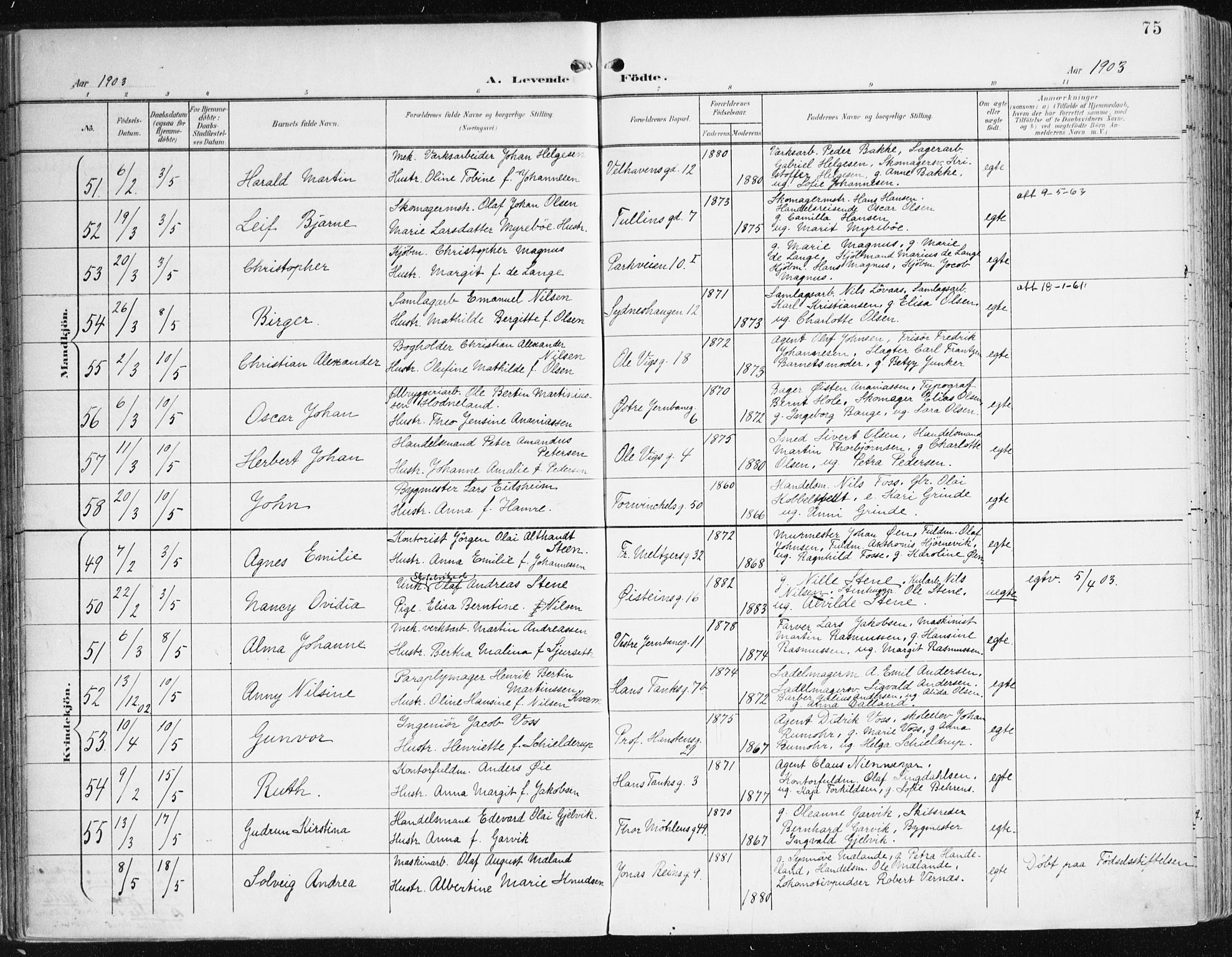 Johanneskirken sokneprestembete, AV/SAB-A-76001/H/Haa/L0002: Ministerialbok nr. A 2, 1900-1912, s. 75