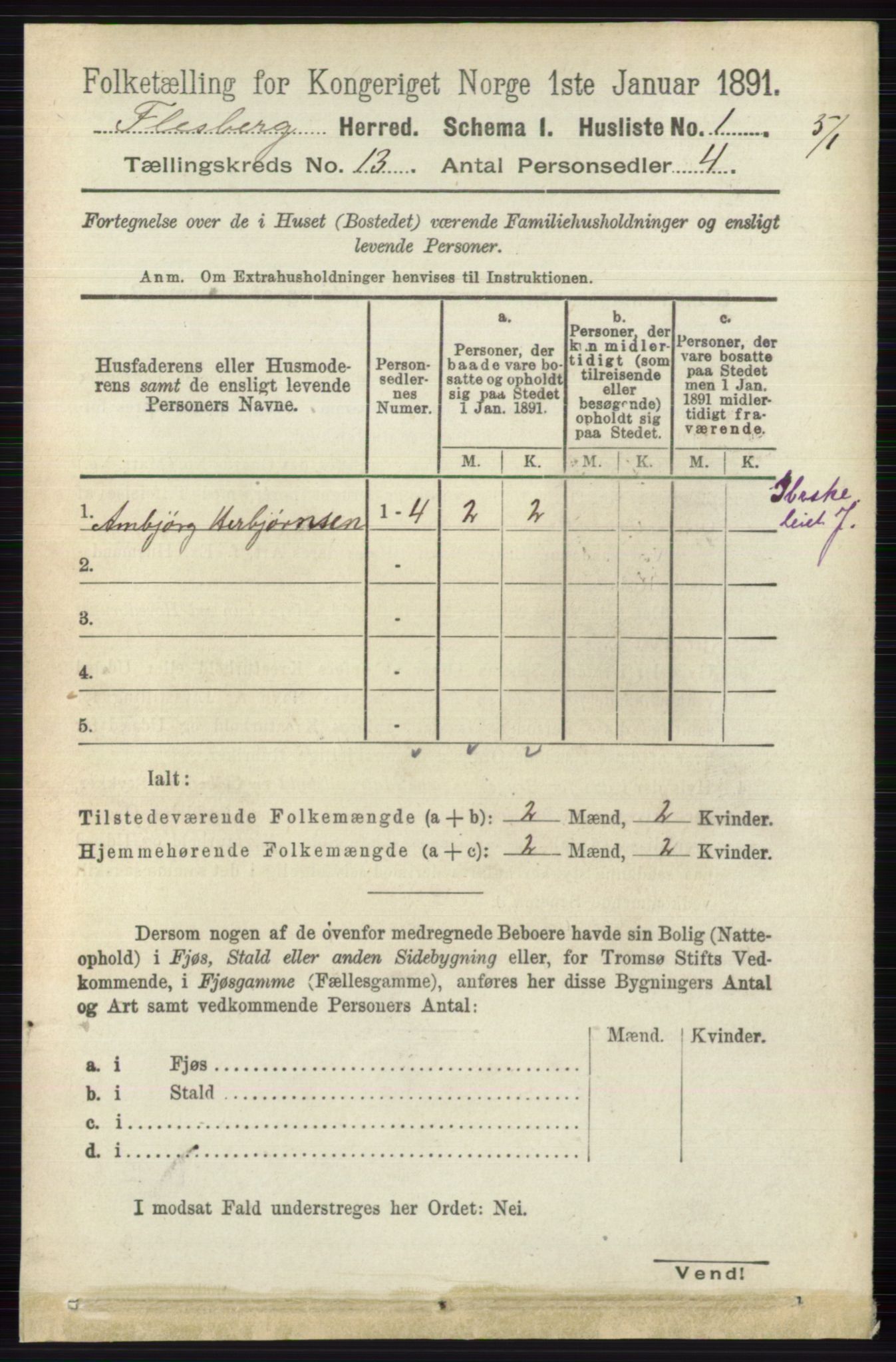 RA, Folketelling 1891 for 0631 Flesberg herred, 1891, s. 2185