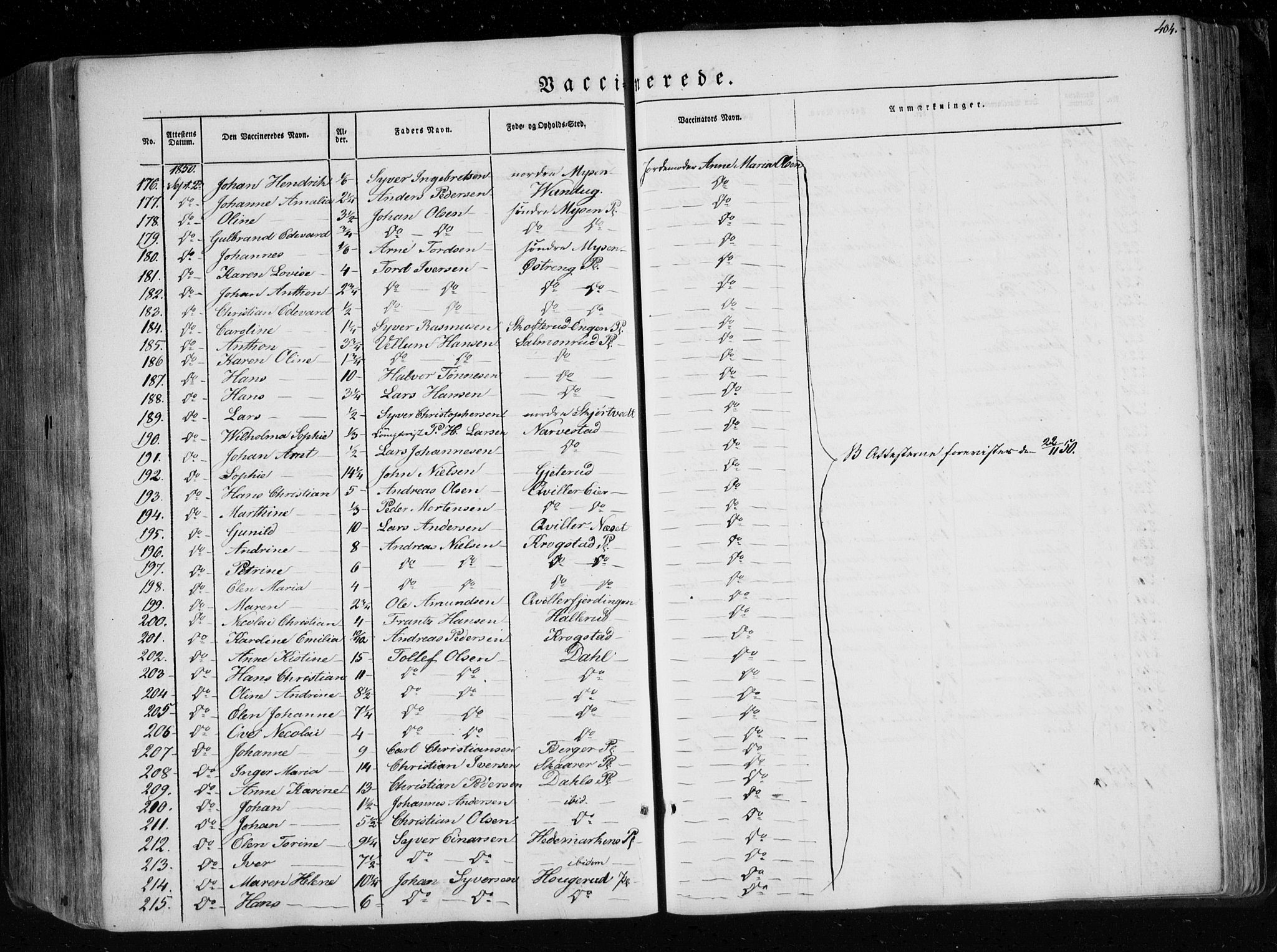 Eidsberg prestekontor Kirkebøker, AV/SAO-A-10905/F/Fa/L0009: Ministerialbok nr. I 9, 1849-1856, s. 404