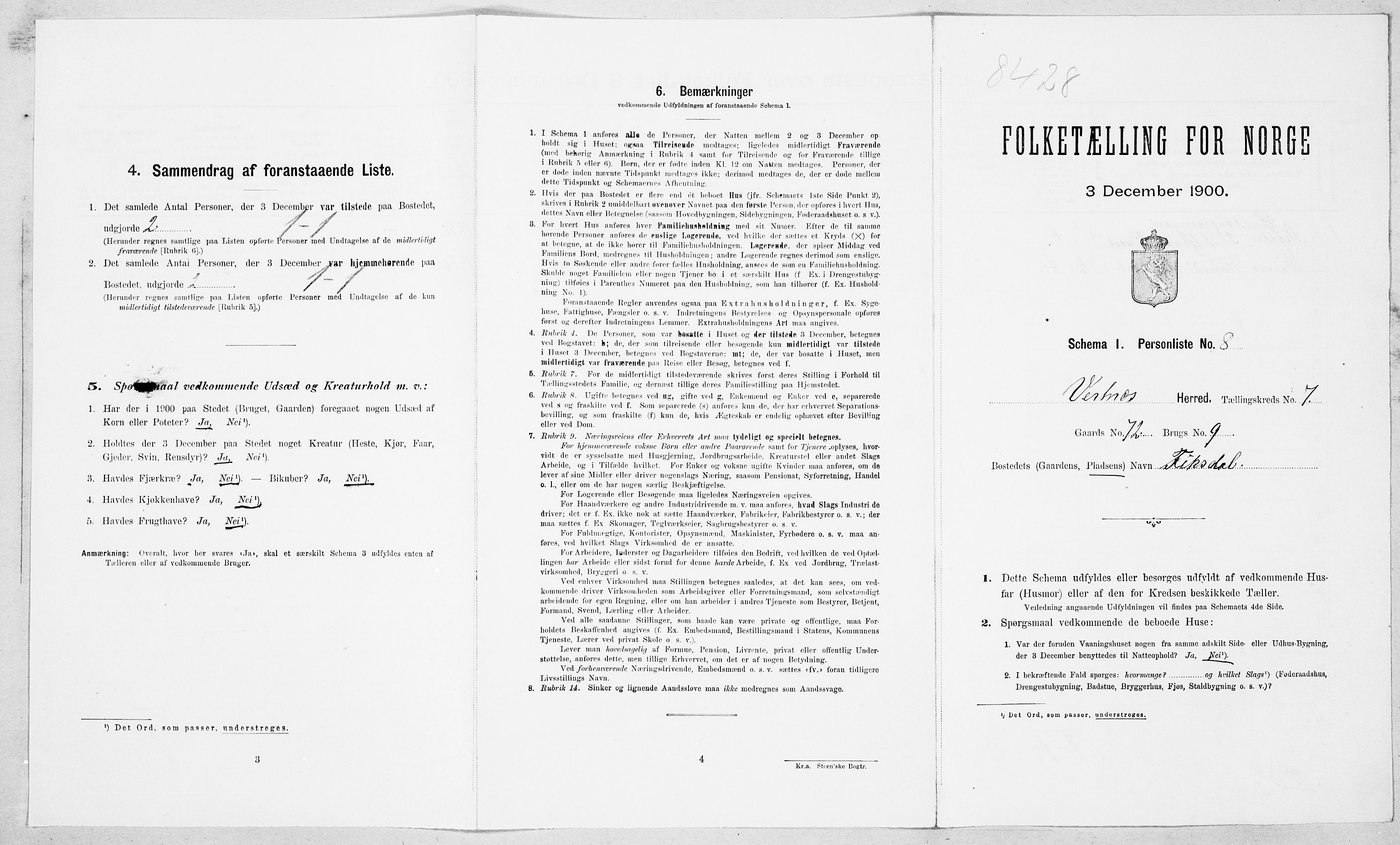 SAT, Folketelling 1900 for 1535 Vestnes herred, 1900, s. 693