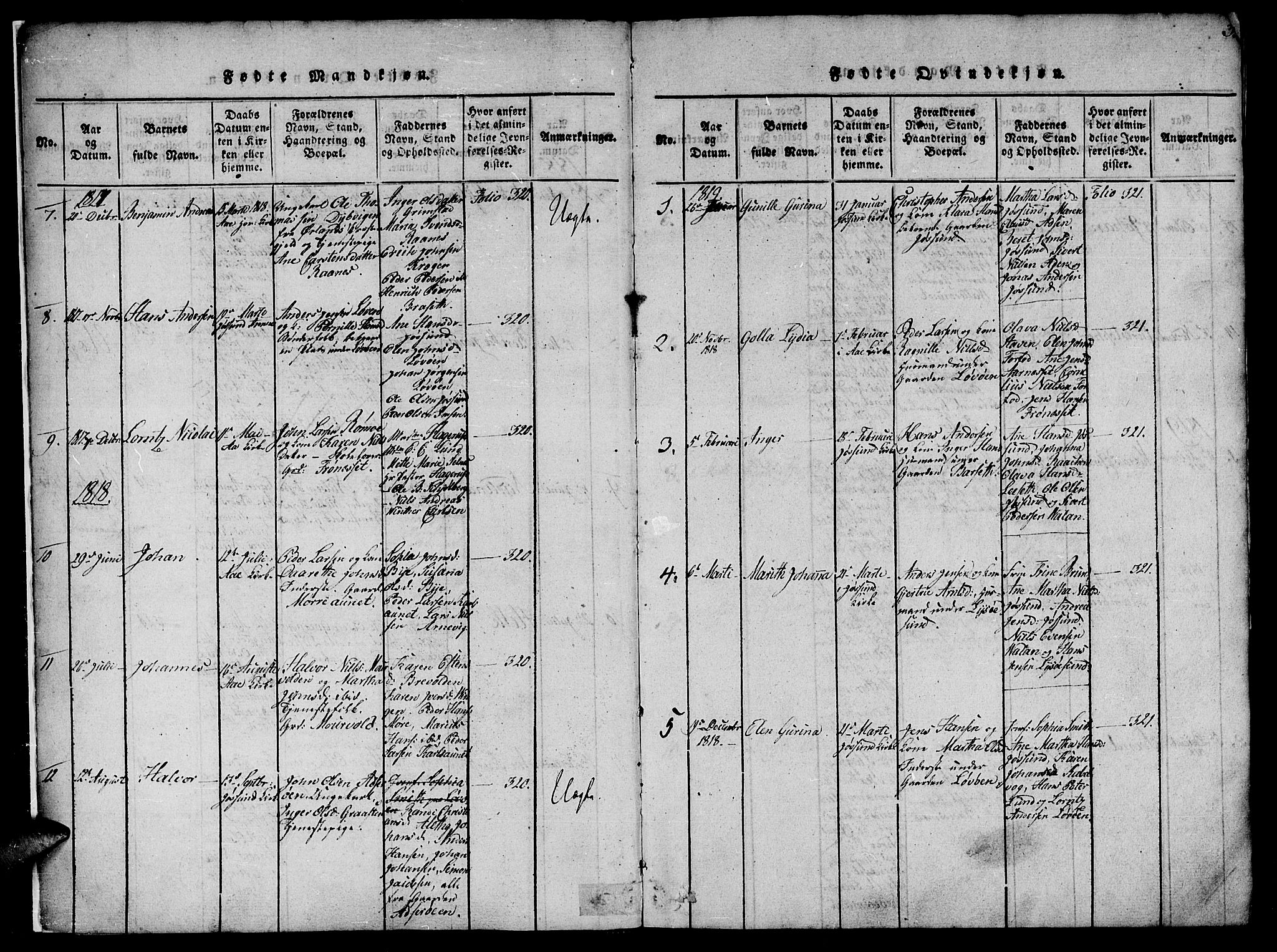 Ministerialprotokoller, klokkerbøker og fødselsregistre - Sør-Trøndelag, SAT/A-1456/655/L0675: Ministerialbok nr. 655A04, 1818-1830, s. 3