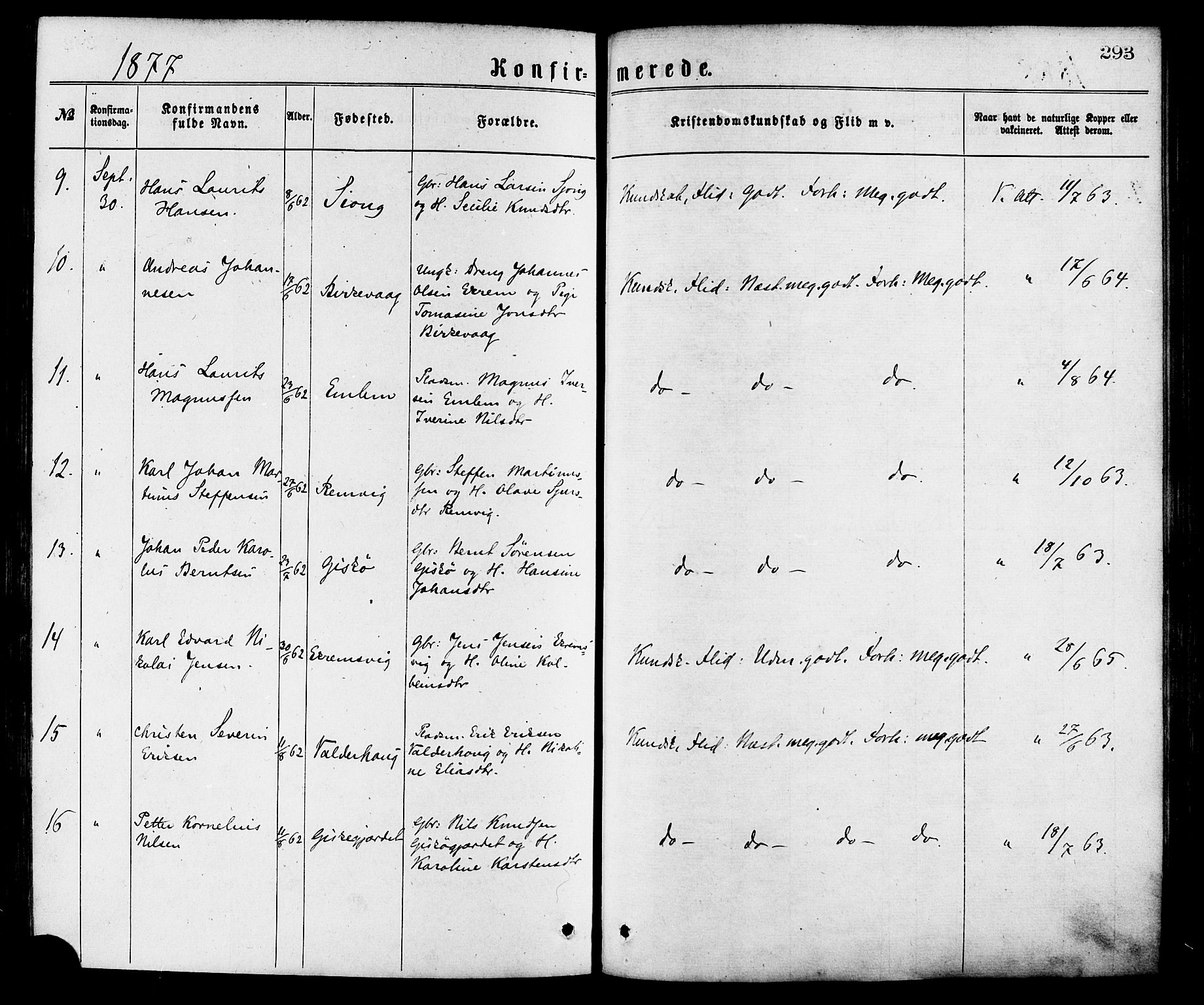 Ministerialprotokoller, klokkerbøker og fødselsregistre - Møre og Romsdal, AV/SAT-A-1454/528/L0400: Ministerialbok nr. 528A11, 1871-1879, s. 293