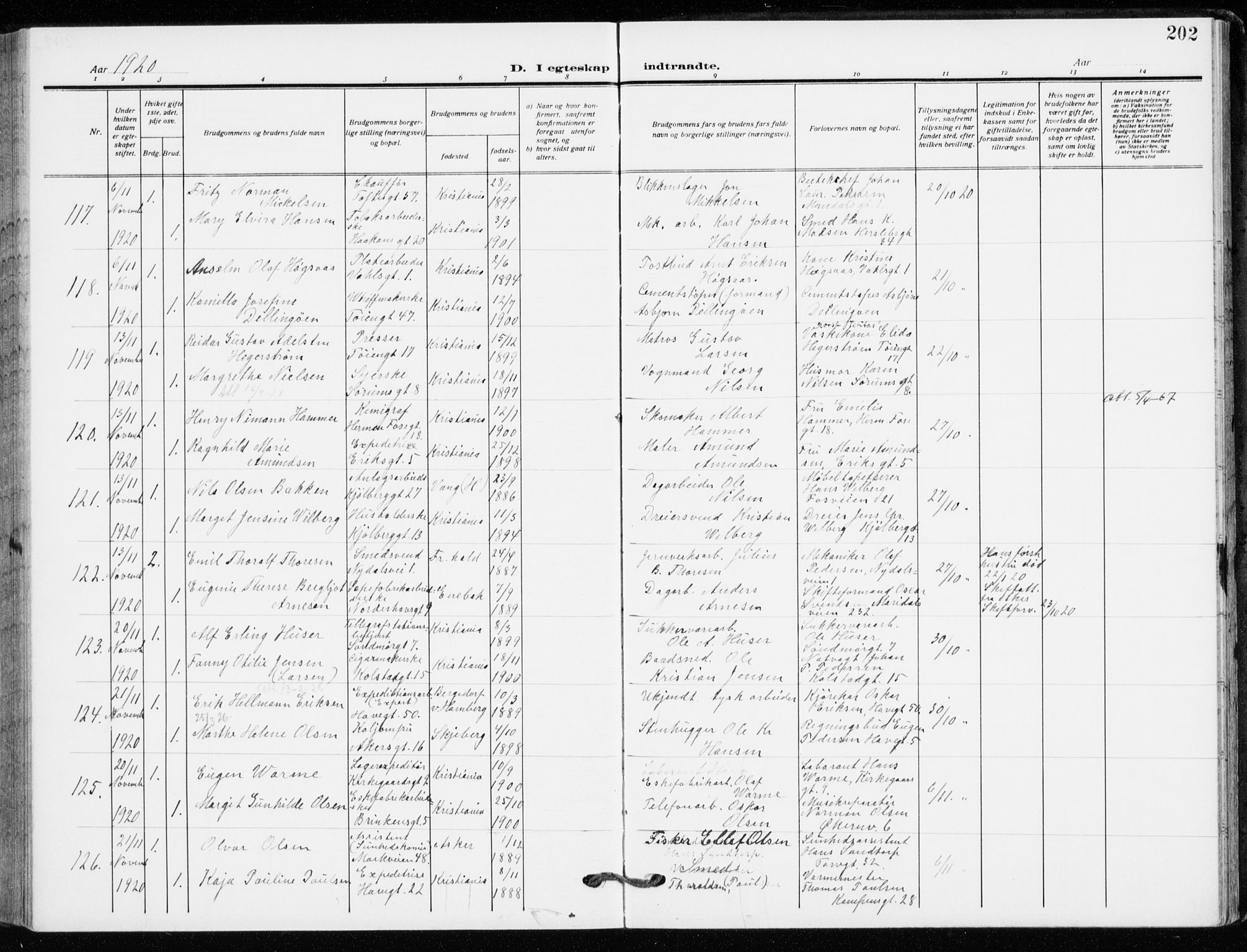 Kampen prestekontor Kirkebøker, AV/SAO-A-10853/F/Fa/L0013: Ministerialbok nr. I 13, 1917-1922, s. 202