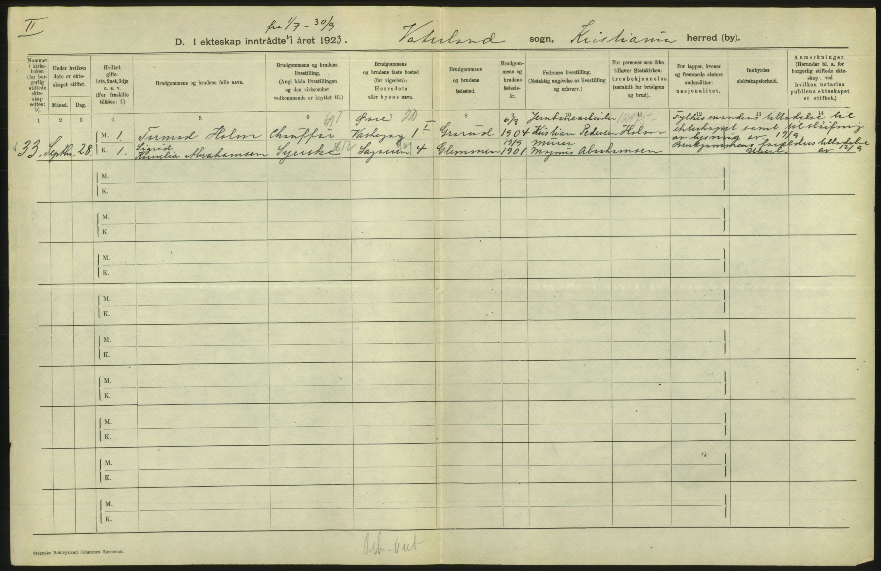 Statistisk sentralbyrå, Sosiodemografiske emner, Befolkning, RA/S-2228/D/Df/Dfc/Dfcc/L0008: Kristiania: Gifte, 1923, s. 544