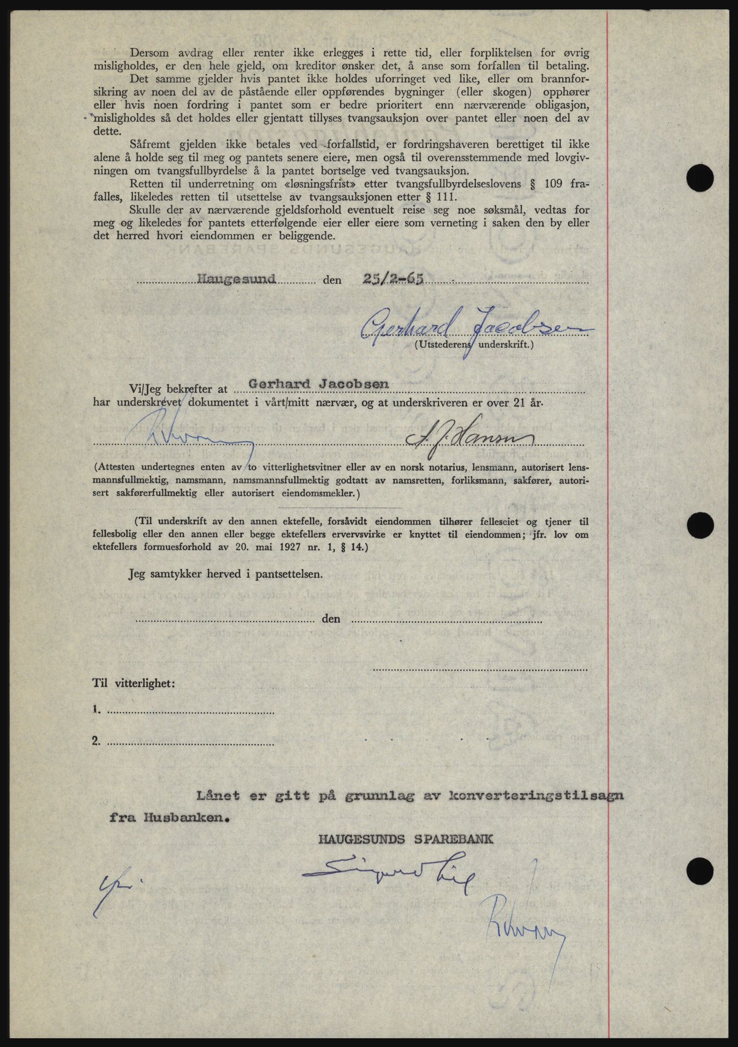 Haugesund tingrett, AV/SAST-A-101415/01/II/IIC/L0053: Pantebok nr. B 53, 1965-1965, Dagboknr: 498/1965