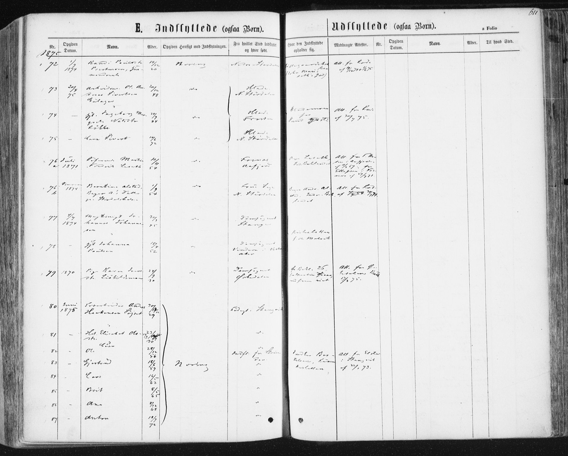 Ministerialprotokoller, klokkerbøker og fødselsregistre - Sør-Trøndelag, AV/SAT-A-1456/604/L0186: Ministerialbok nr. 604A07, 1866-1877, s. 611