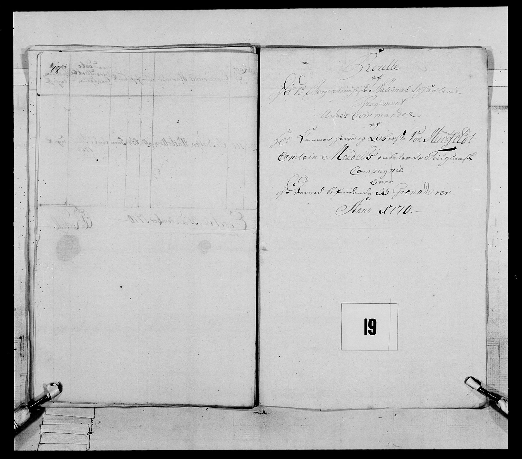 Generalitets- og kommissariatskollegiet, Det kongelige norske kommissariatskollegium, AV/RA-EA-5420/E/Eh/L0089: 1. Bergenhusiske nasjonale infanteriregiment, 1769-1773, s. 134