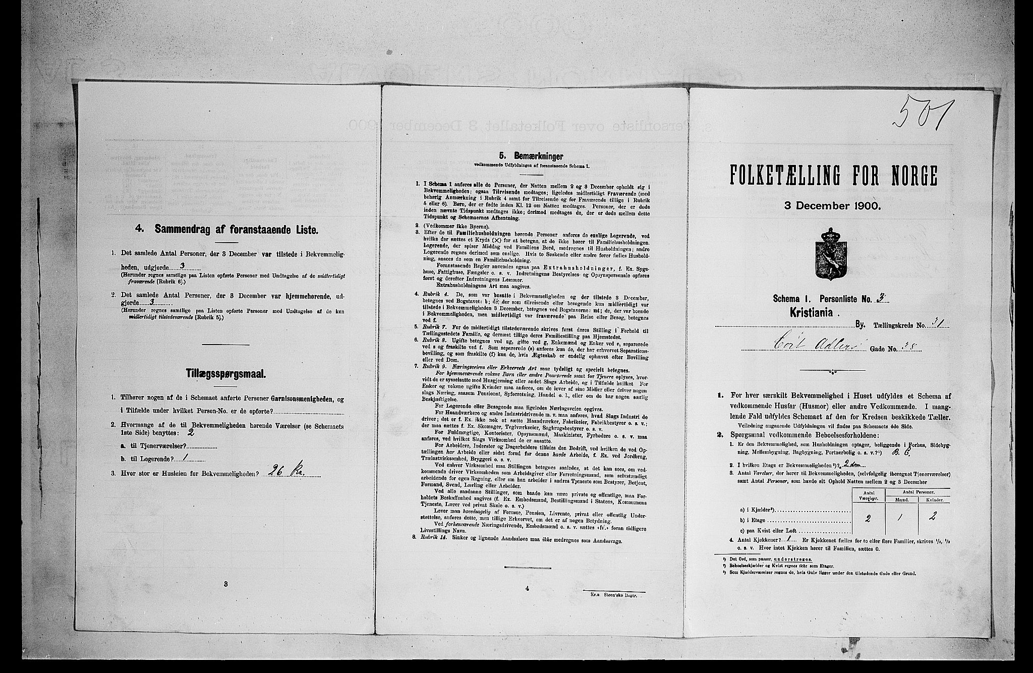 SAO, Folketelling 1900 for 0301 Kristiania kjøpstad, 1900, s. 14215