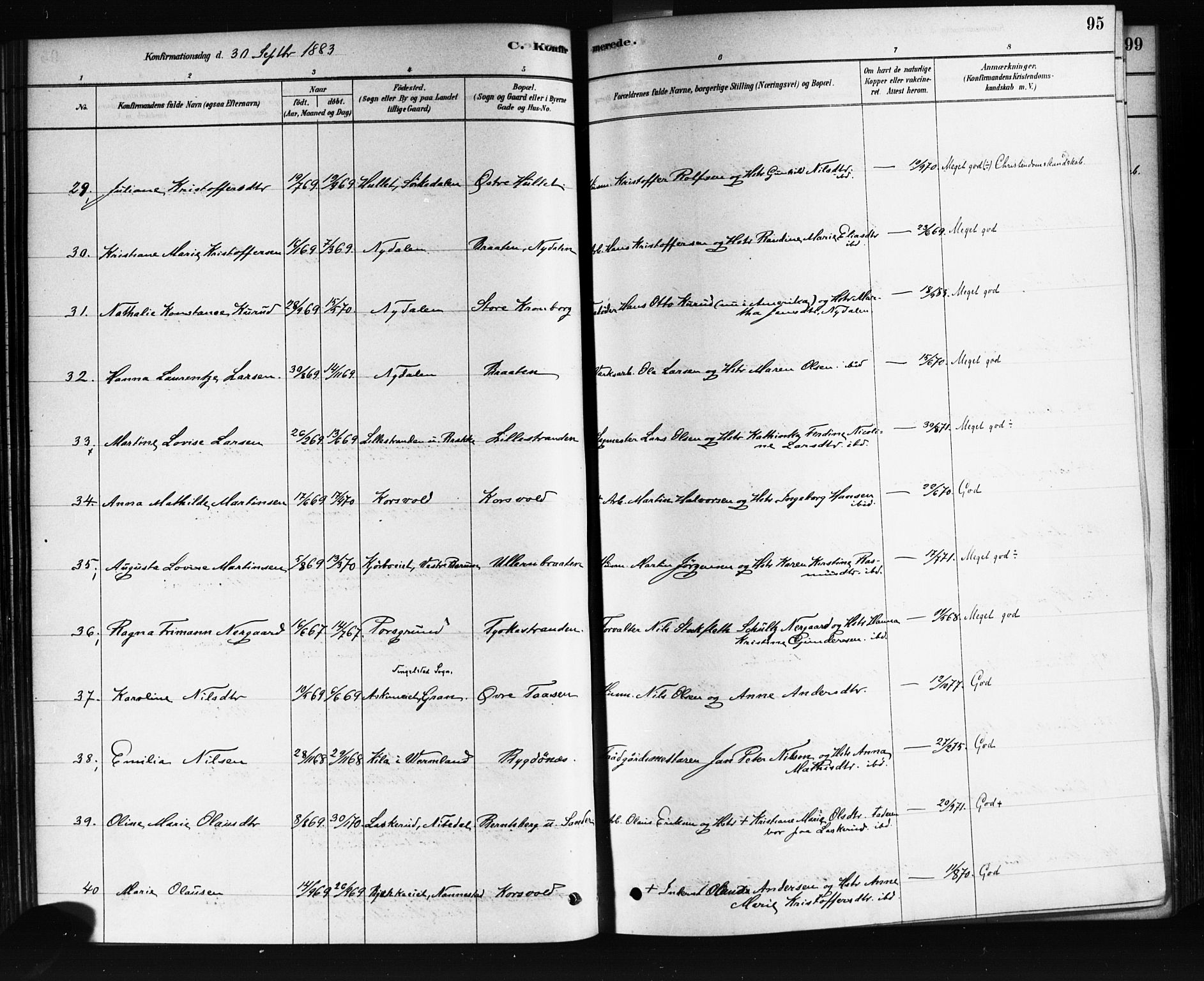 Vestre Aker prestekontor Kirkebøker, SAO/A-10025/F/Fa/L0008: Ministerialbok nr. 8, 1878-1903, s. 95