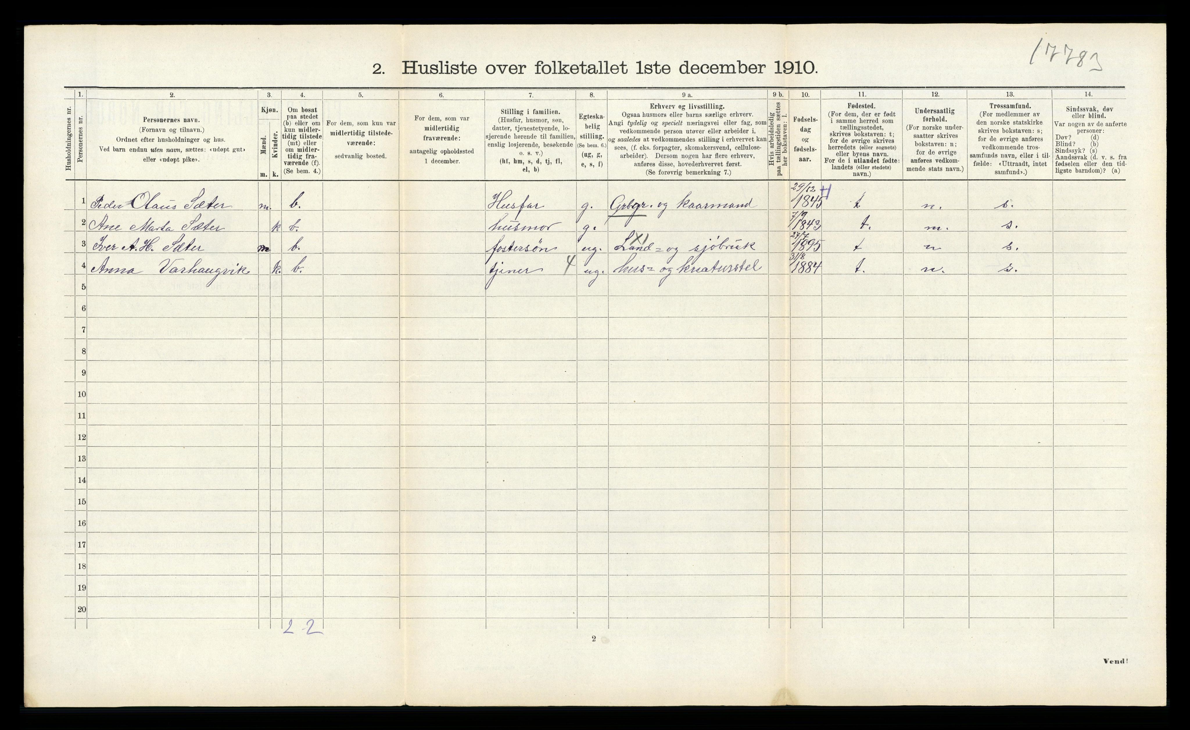 RA, Folketelling 1910 for 1545 Aukra herred, 1910, s. 305