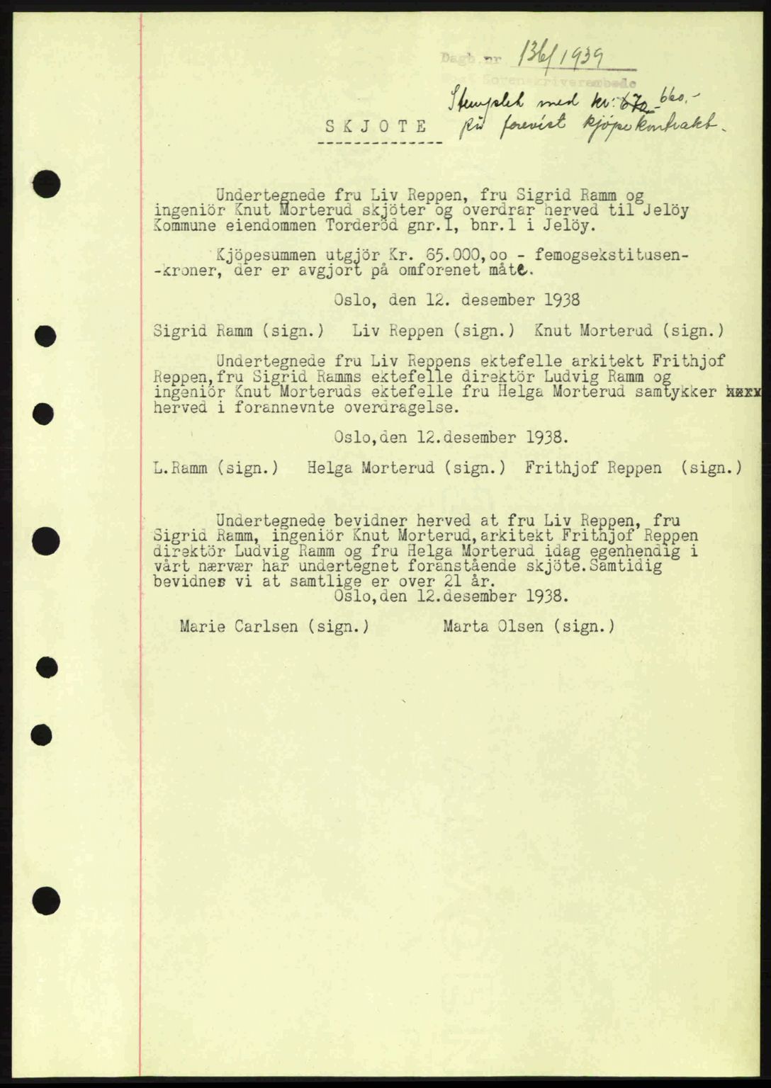Moss sorenskriveri, SAO/A-10168: Pantebok nr. A5, 1938-1939, Dagboknr: 136/1939