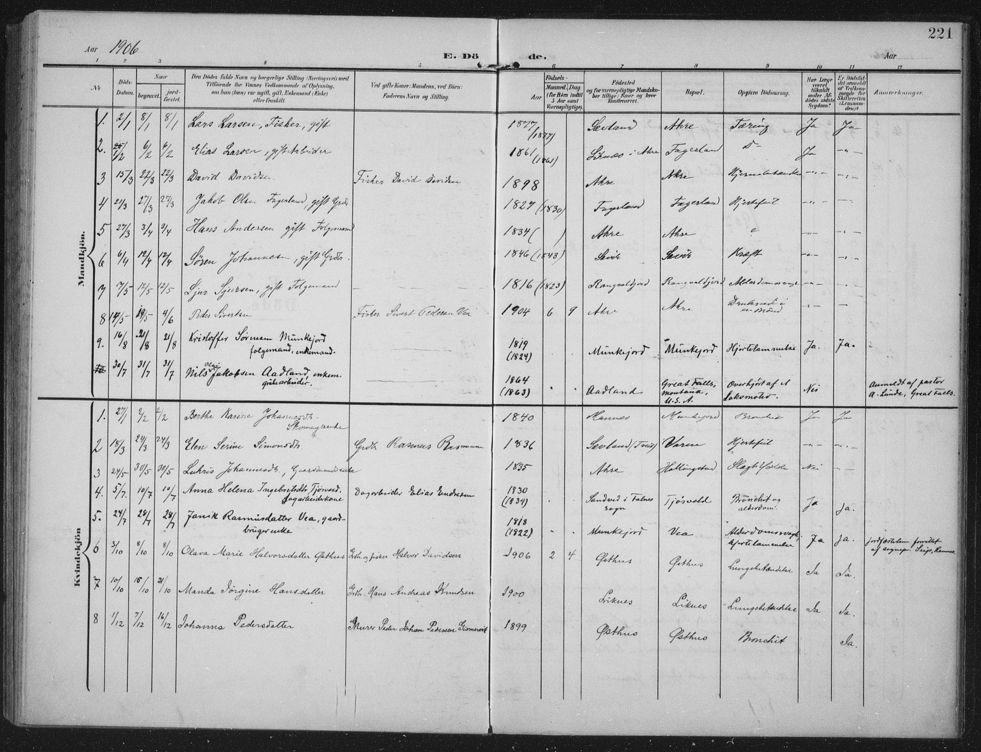 Kopervik sokneprestkontor, AV/SAST-A-101850/H/Ha/Haa/L0005: Ministerialbok nr. A 5, 1906-1924, s. 221