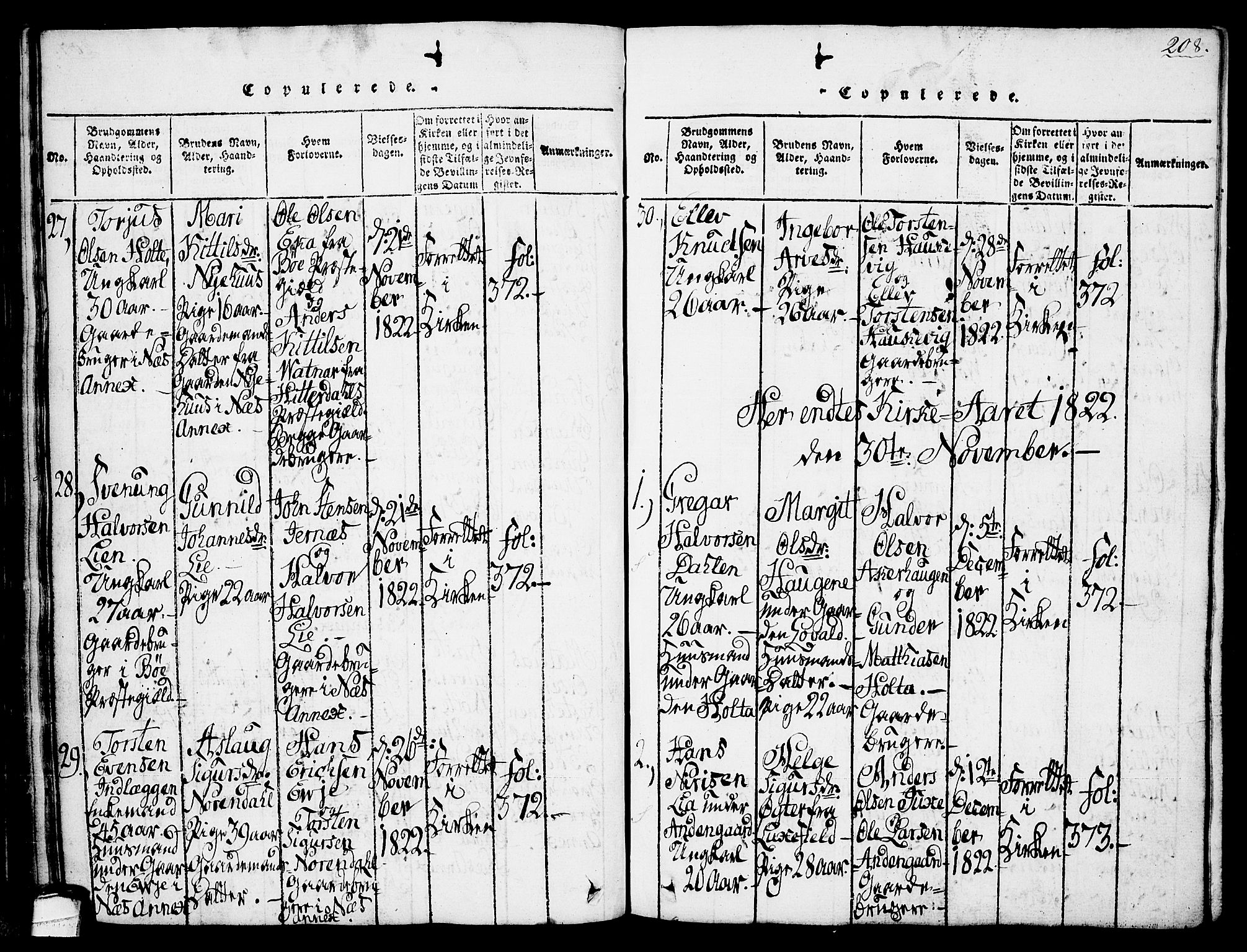 Sauherad kirkebøker, AV/SAKO-A-298/G/Ga/L0001: Klokkerbok nr. I 1, 1815-1827, s. 208