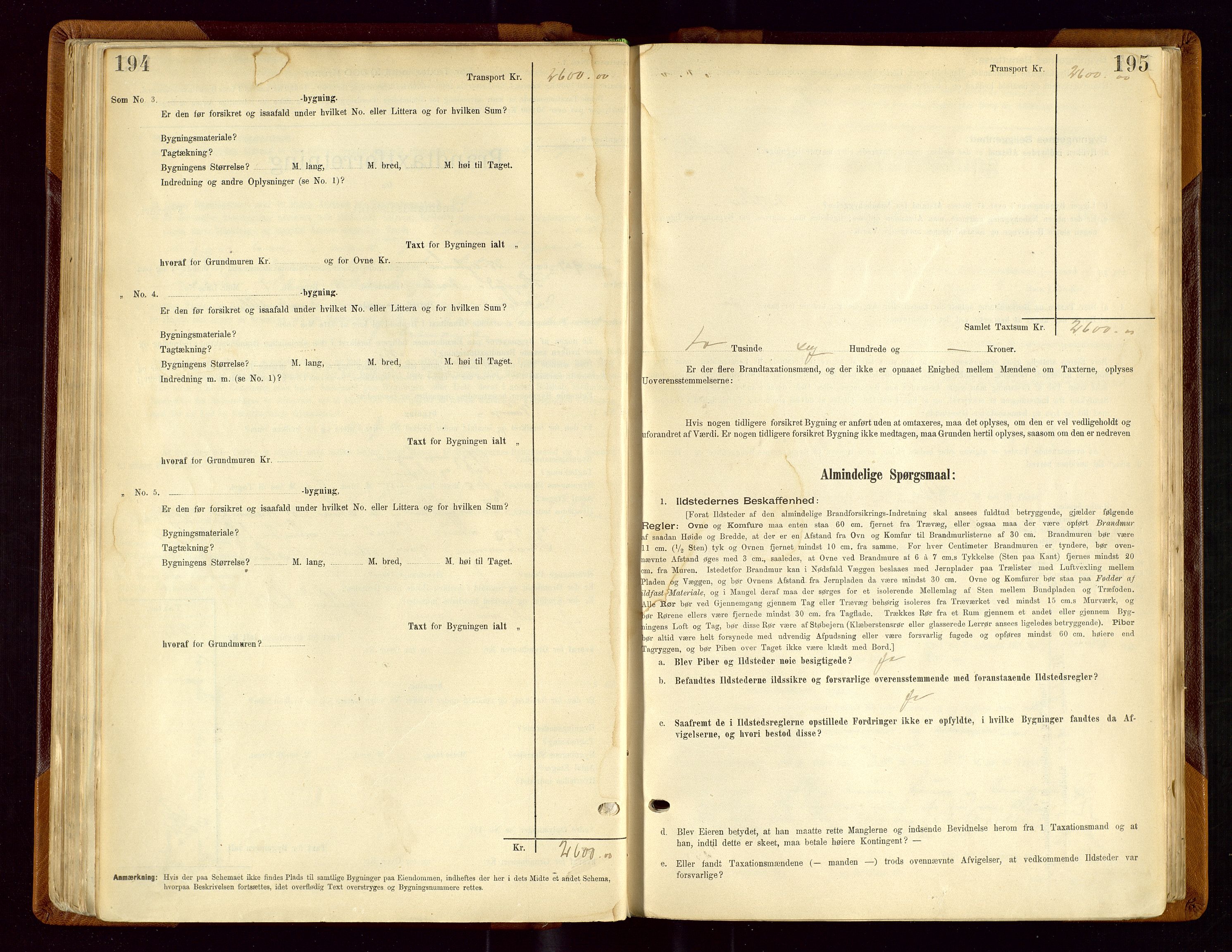 Sauda lensmannskontor, AV/SAST-A-100177/Gob/L0001: Branntakstprotokoll - skjematakst, 1894-1914, s. 194-195