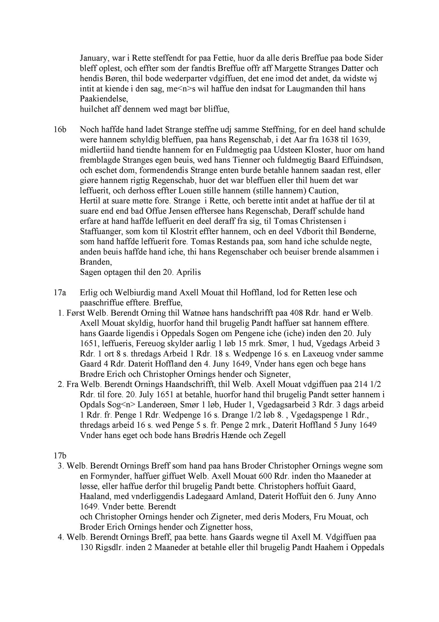 Samling av fulltekstavskrifter, SAB/FULLTEKST/A/12/0002: Sunnhordland sorenskriveri, tingbok nr. A 2, 1650-1651