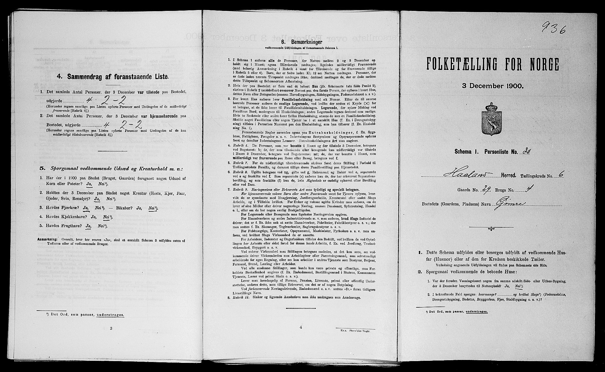SAST, Folketelling 1900 for 1124 Haaland herred, 1900, s. 996